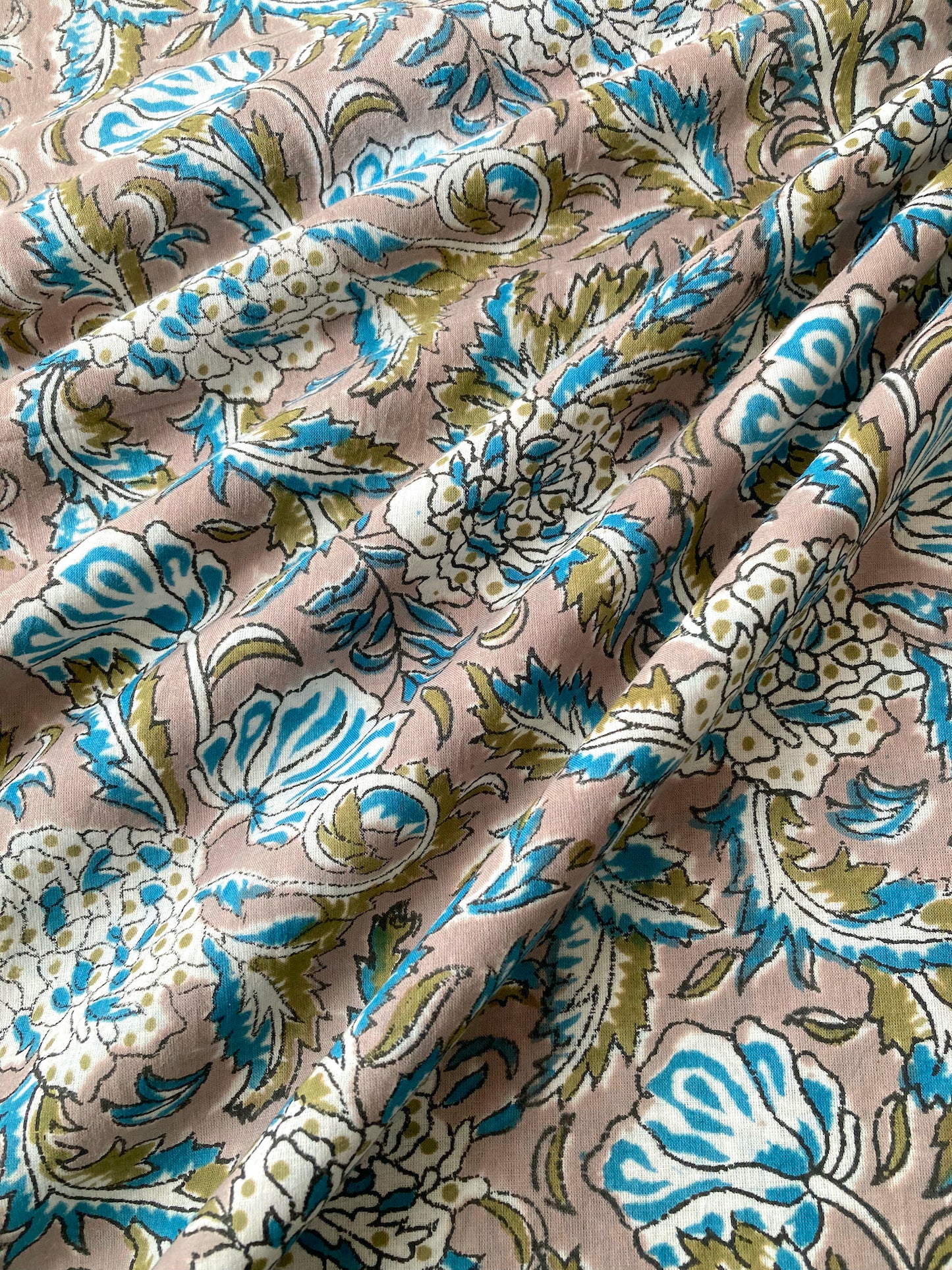 Hand Block Printed Cotton Fabric Taupe #230-21