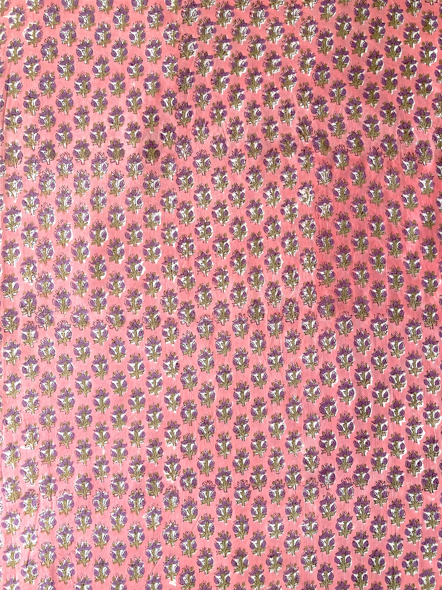 Hand Block Print Neon Pink Cotton Fabric  #230-22