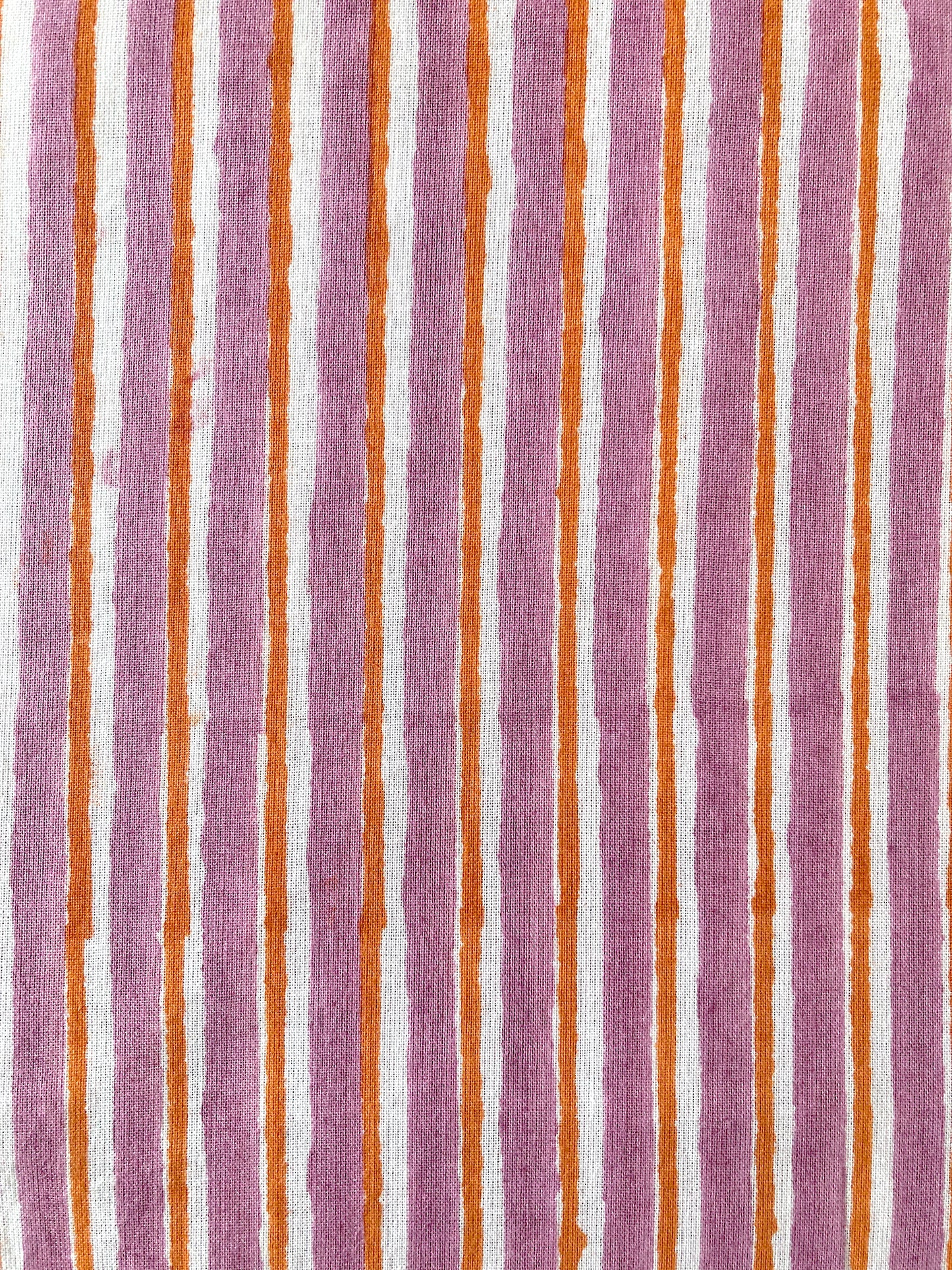 Hand Block Print Purple Striped Cotton Fabric #230-23