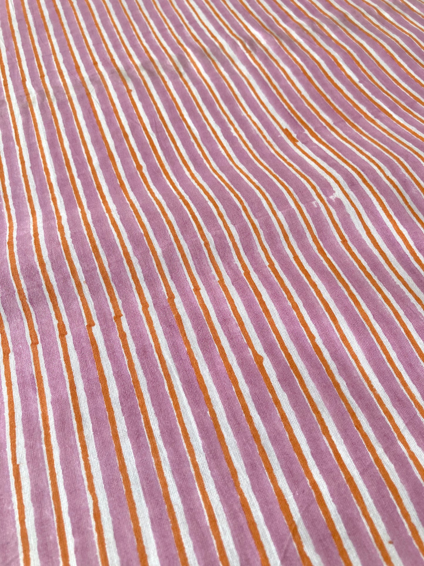 Hand Block Print Purple Striped Cotton Fabric #230-23