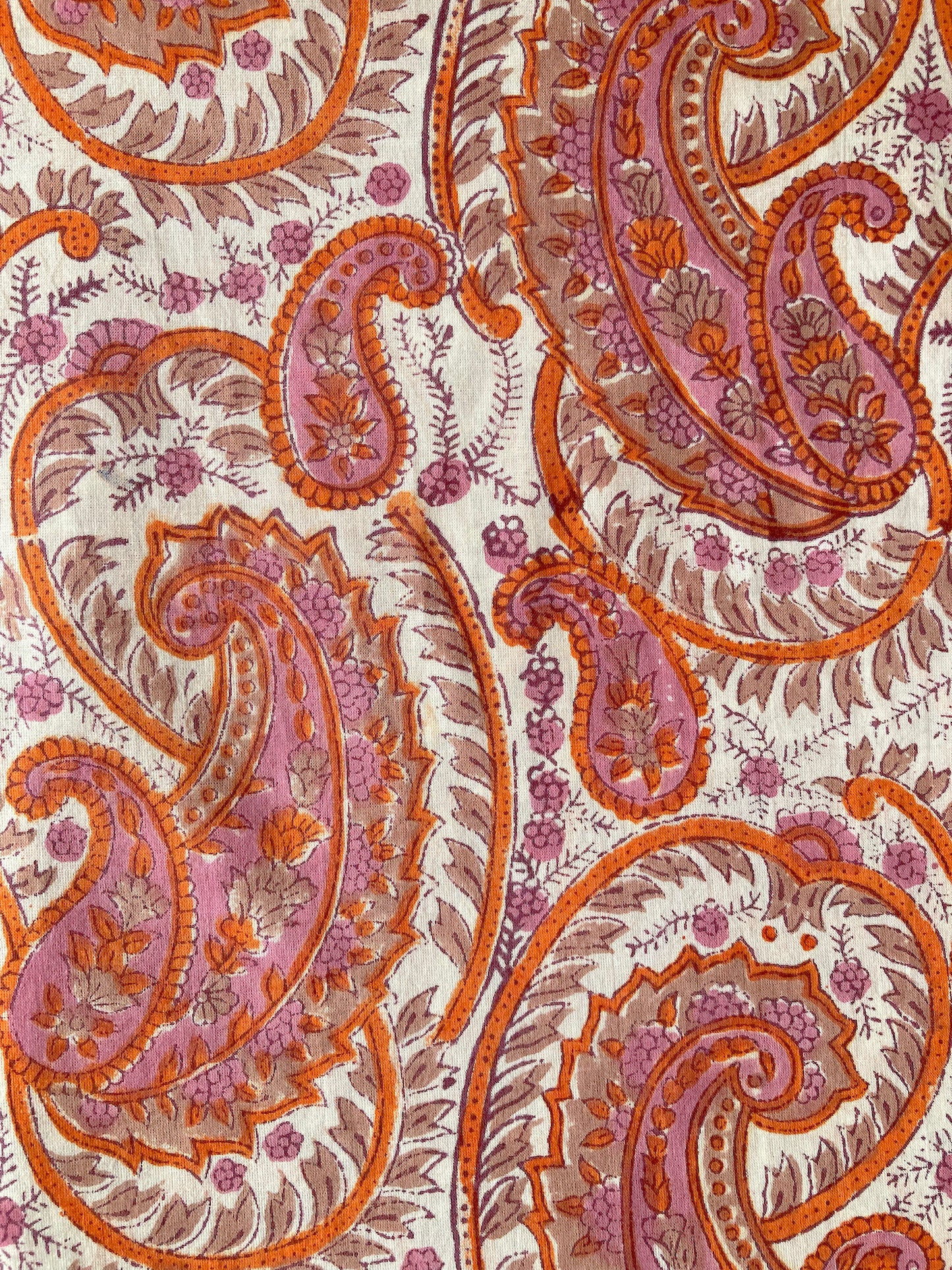 Hand Block Print Pink Paisley Cotton Fabric #207-24