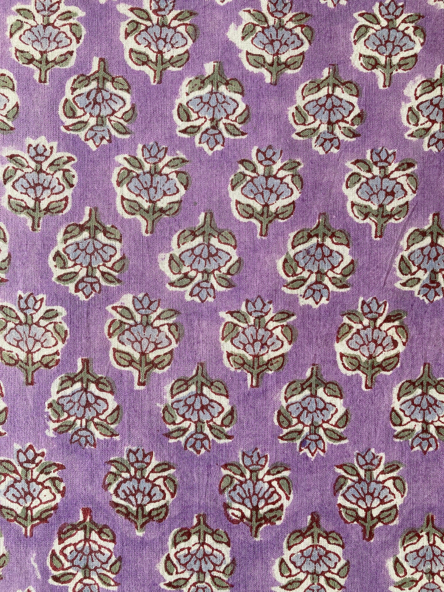 Hand Block Print Purple Floral Cotton Fabric #230-25