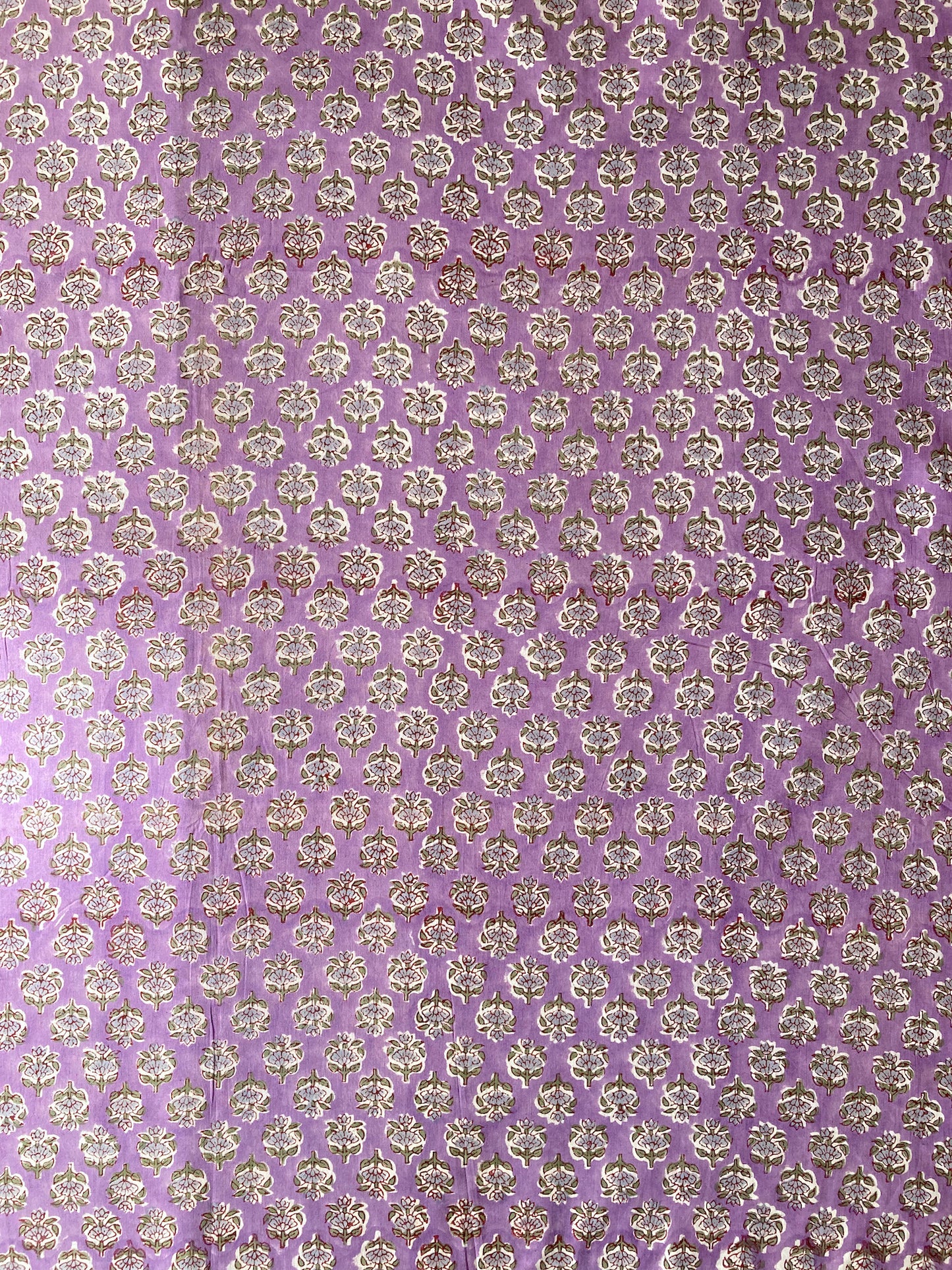 Hand Block Print Purple Floral Cotton Fabric #230-25