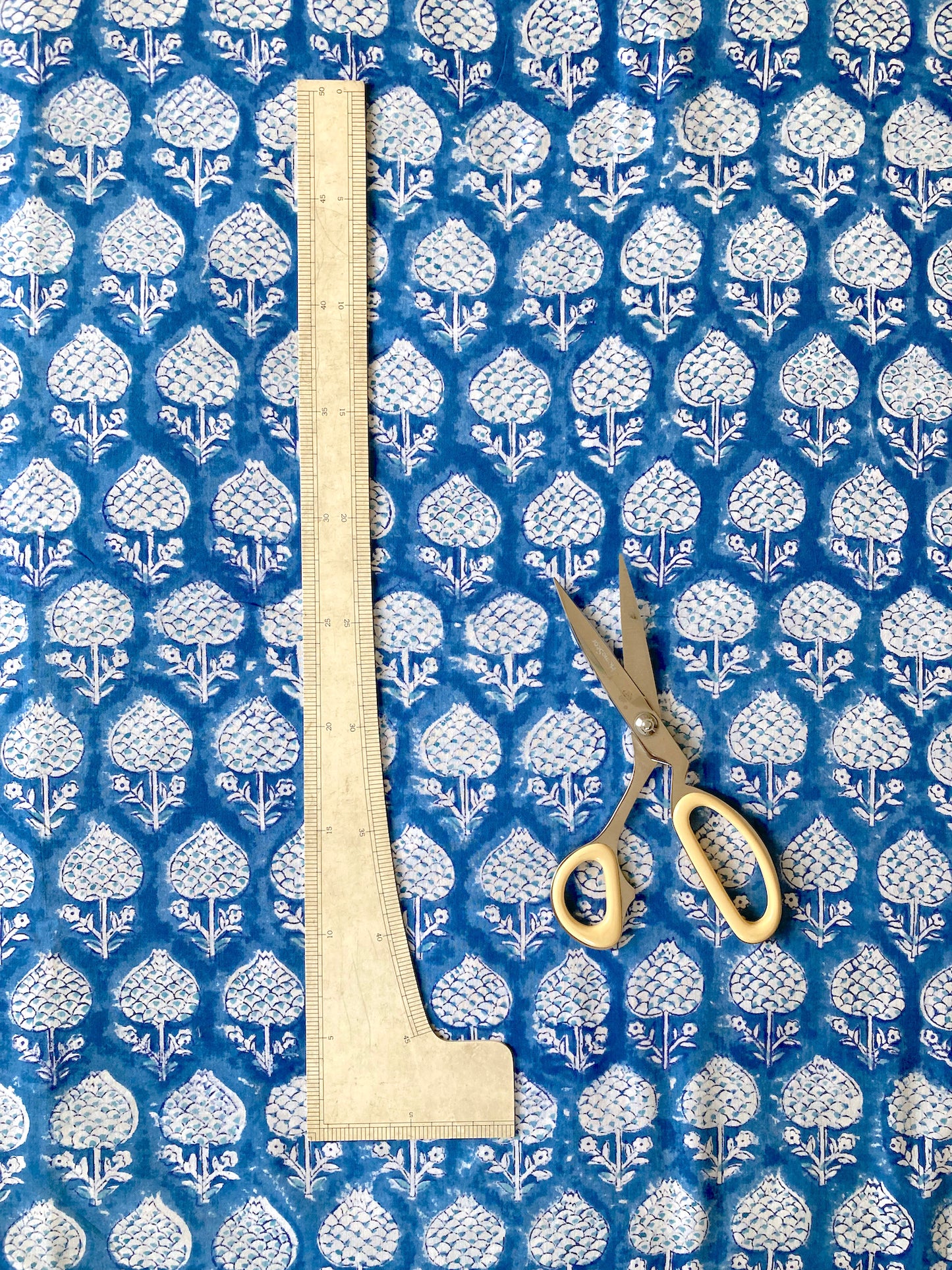 Hand Block Print Blue Cotton Fabric #230-27