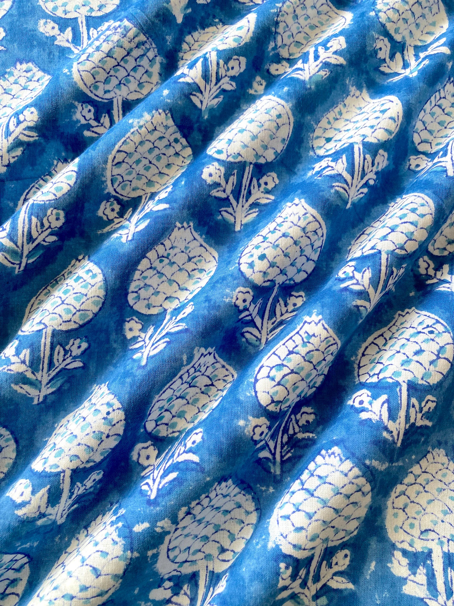 Hand Block Print Blue Cotton Fabric #230-27