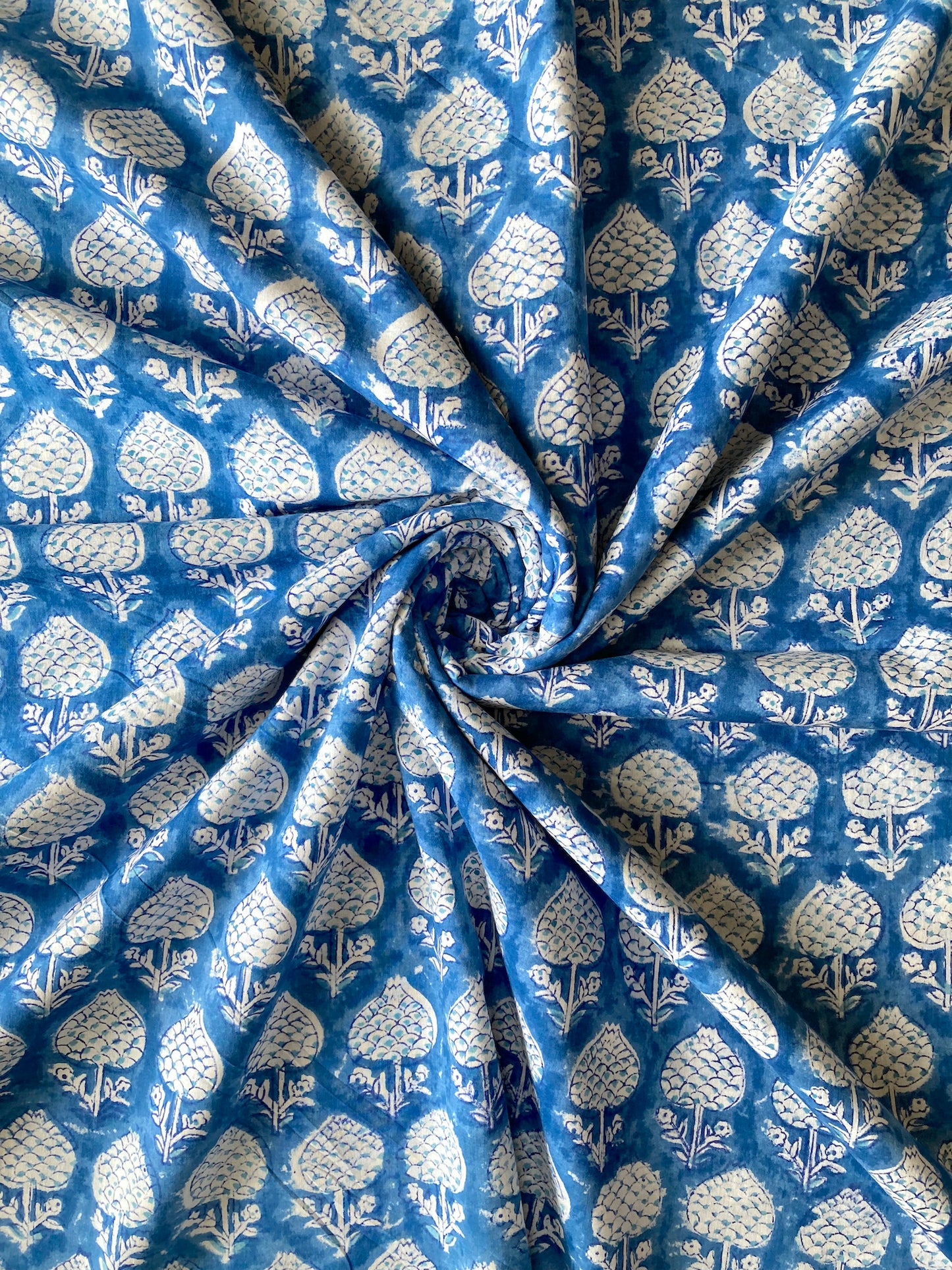 Hand Block Print Blue Cotton Fabric #230-27