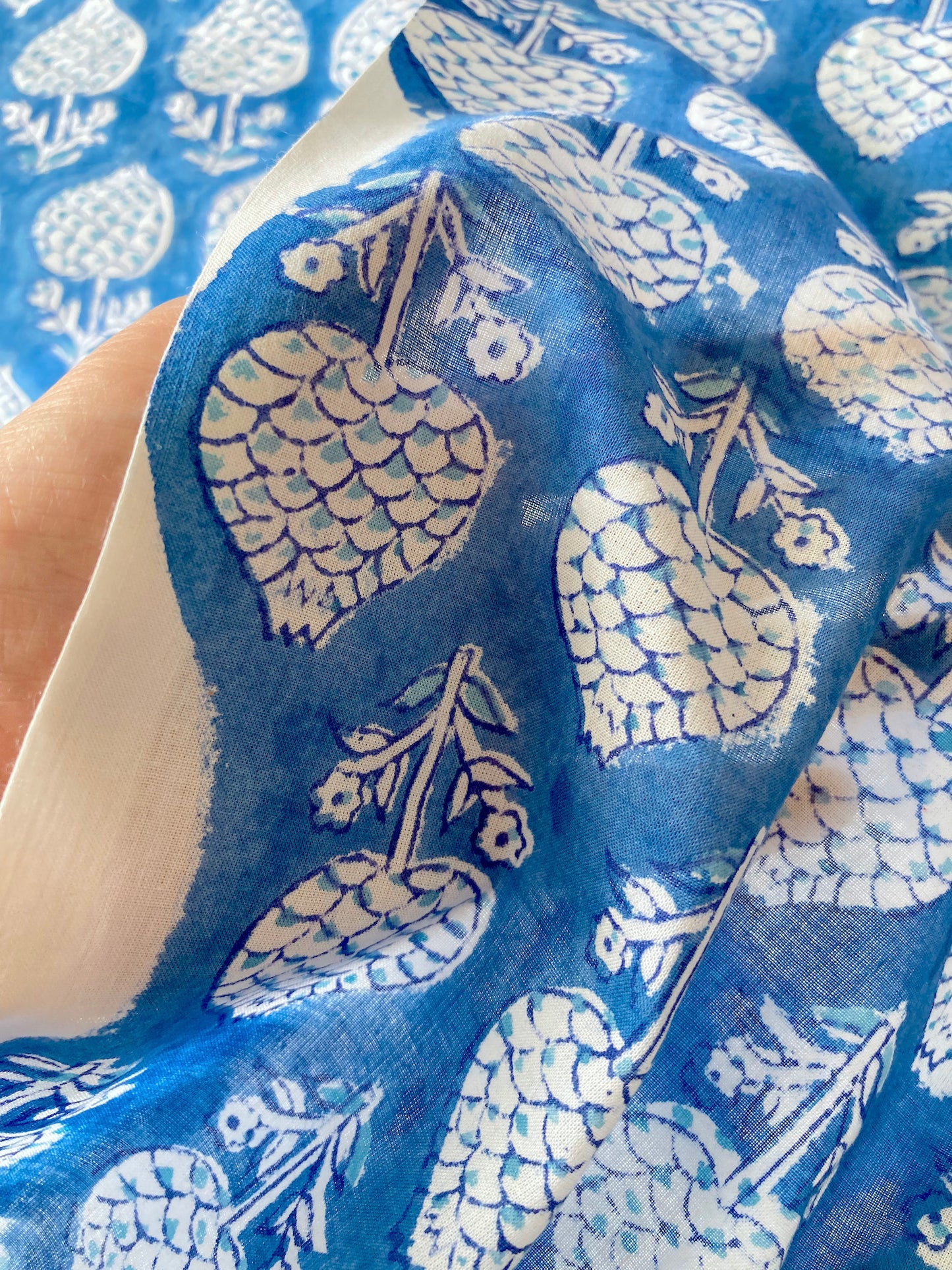 Hand Block Print Blue Cotton Fabric #230-27