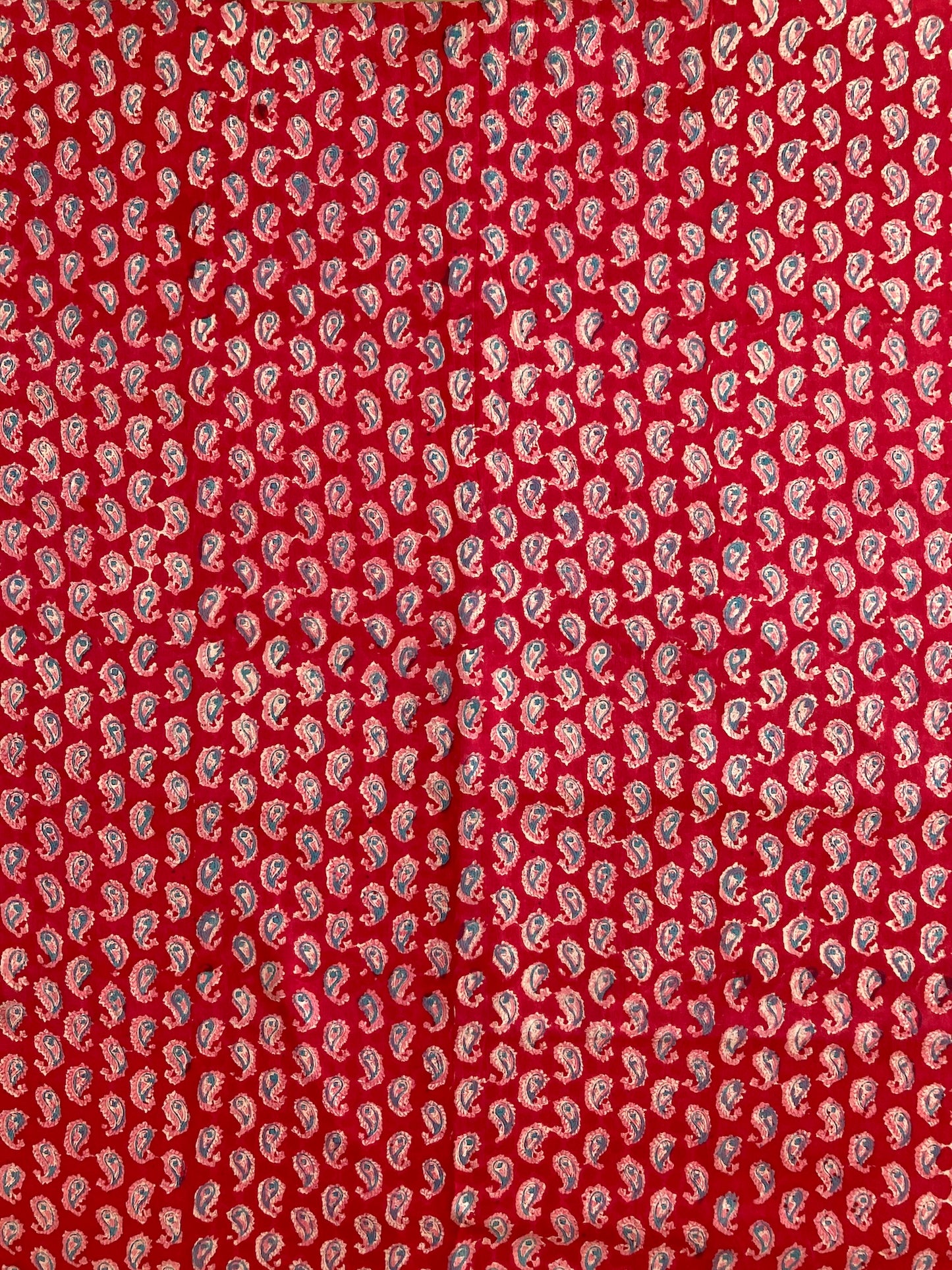 Hand Block Print Red Paisley Cotton Fabric  #273-14
