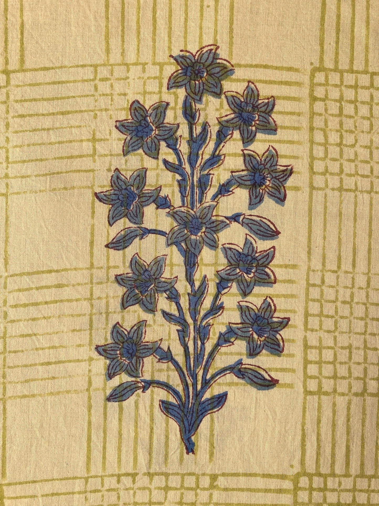 ハンドブロックプリント ナチュラル 大花柄 コットンプリント生地  #273-5