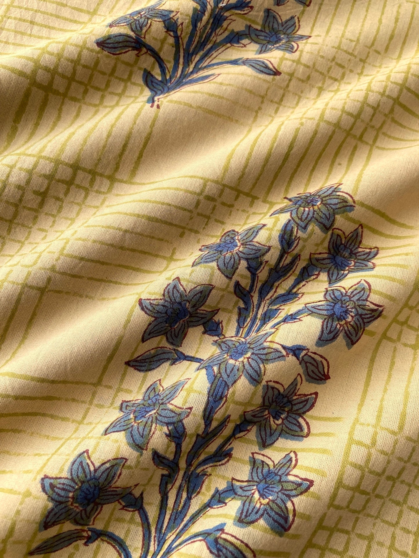 ハンドブロックプリント ナチュラル 大花柄 コットンプリント生地  #273-5