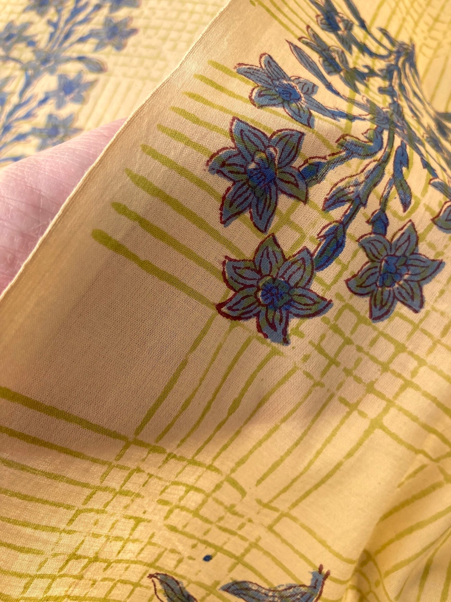 ハンドブロックプリント ナチュラル 大花柄 コットンプリント生地  #273-5