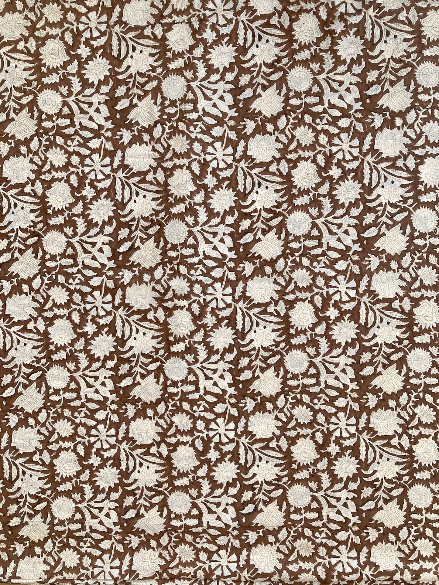 ハンドブロックプリント ダークブラウン コットンプリント生地  #294-10