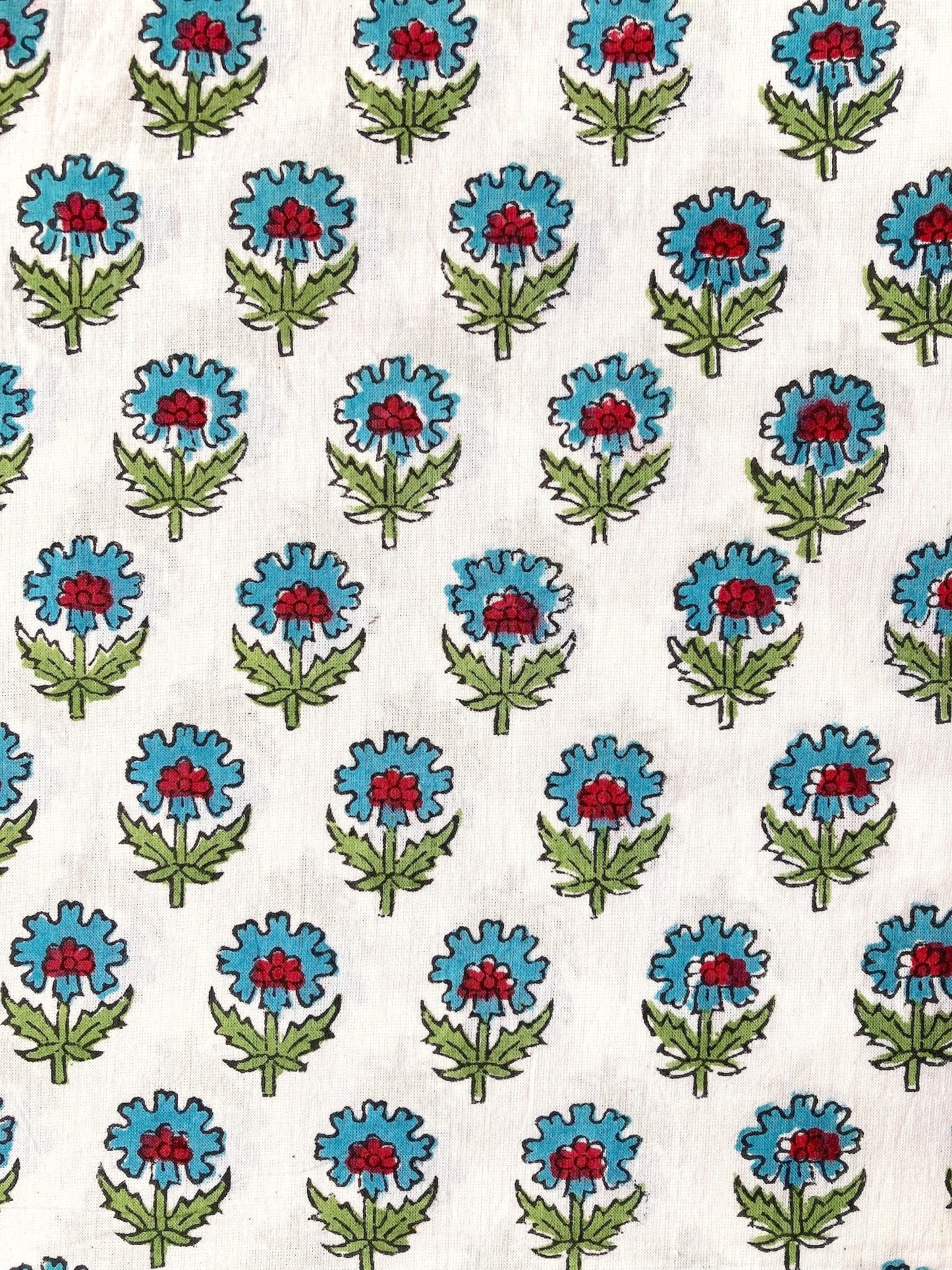 ハンドブロックプリント ホワイト 小花柄 コットンプリント生地  #294-11