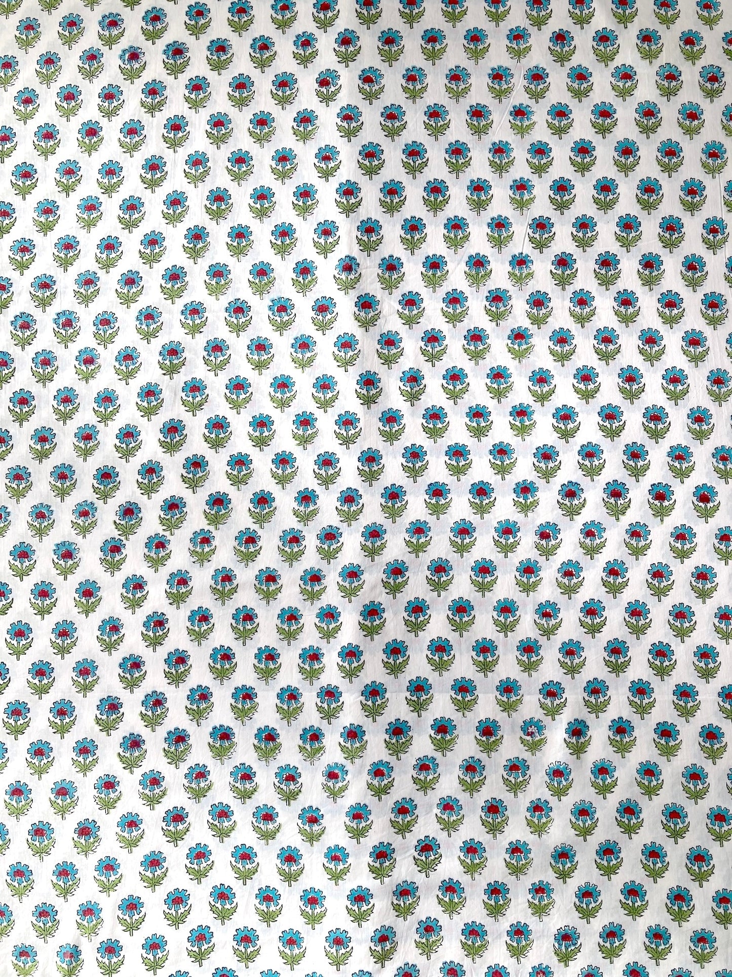 ハンドブロックプリント ホワイト 小花柄 コットンプリント生地  #294-11