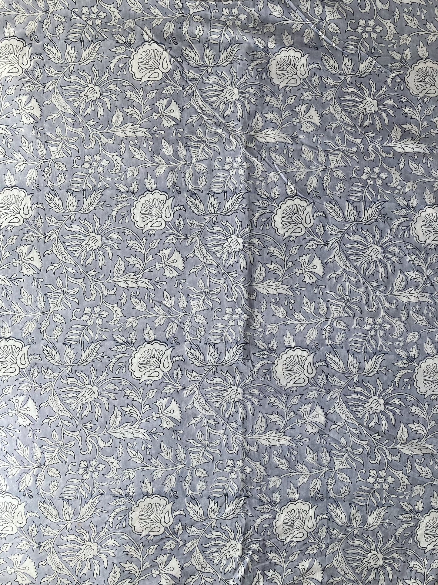 ハンドブロックプリント アイスグレー コットンプリント生地  #294-4