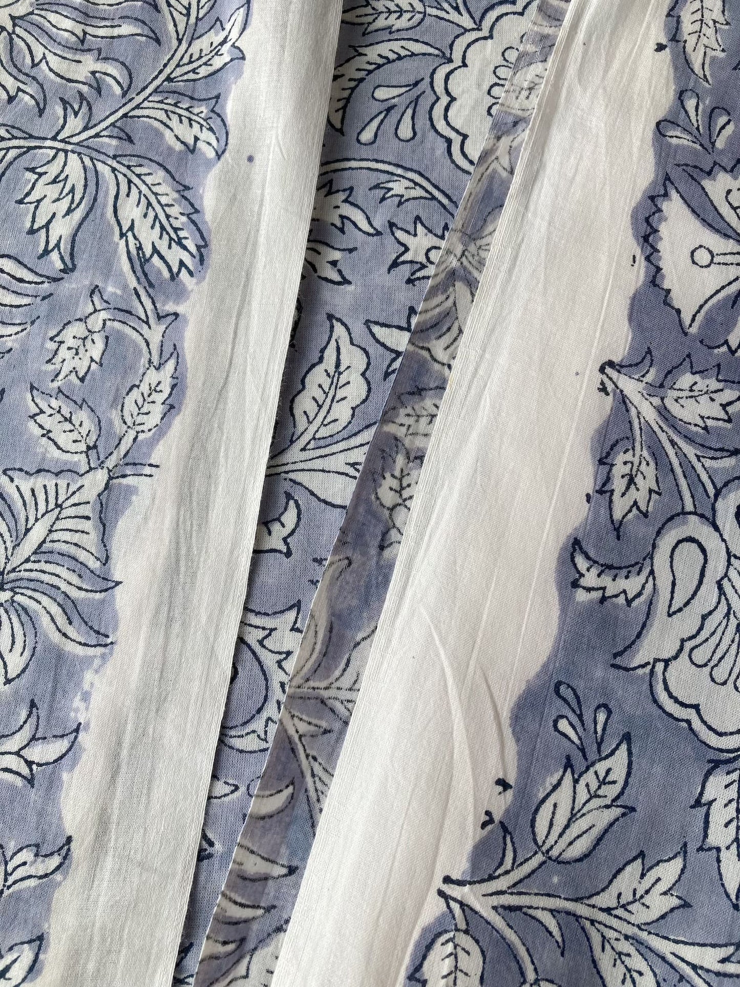ハンドブロックプリント アイスグレー コットンプリント生地  #294-4