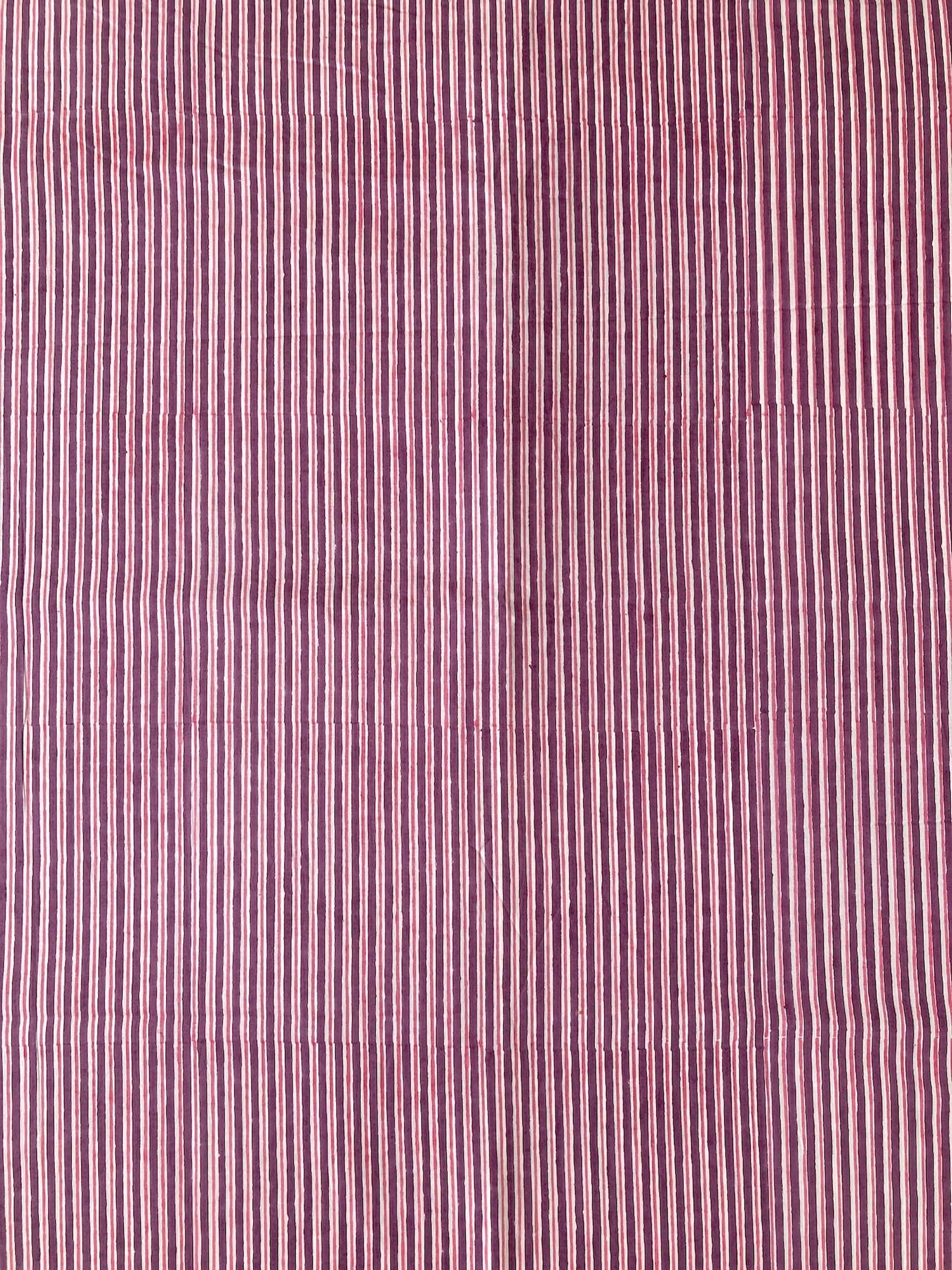 Hand Block Print Purple x Pink Stripes Cotton Fabric  #299-12