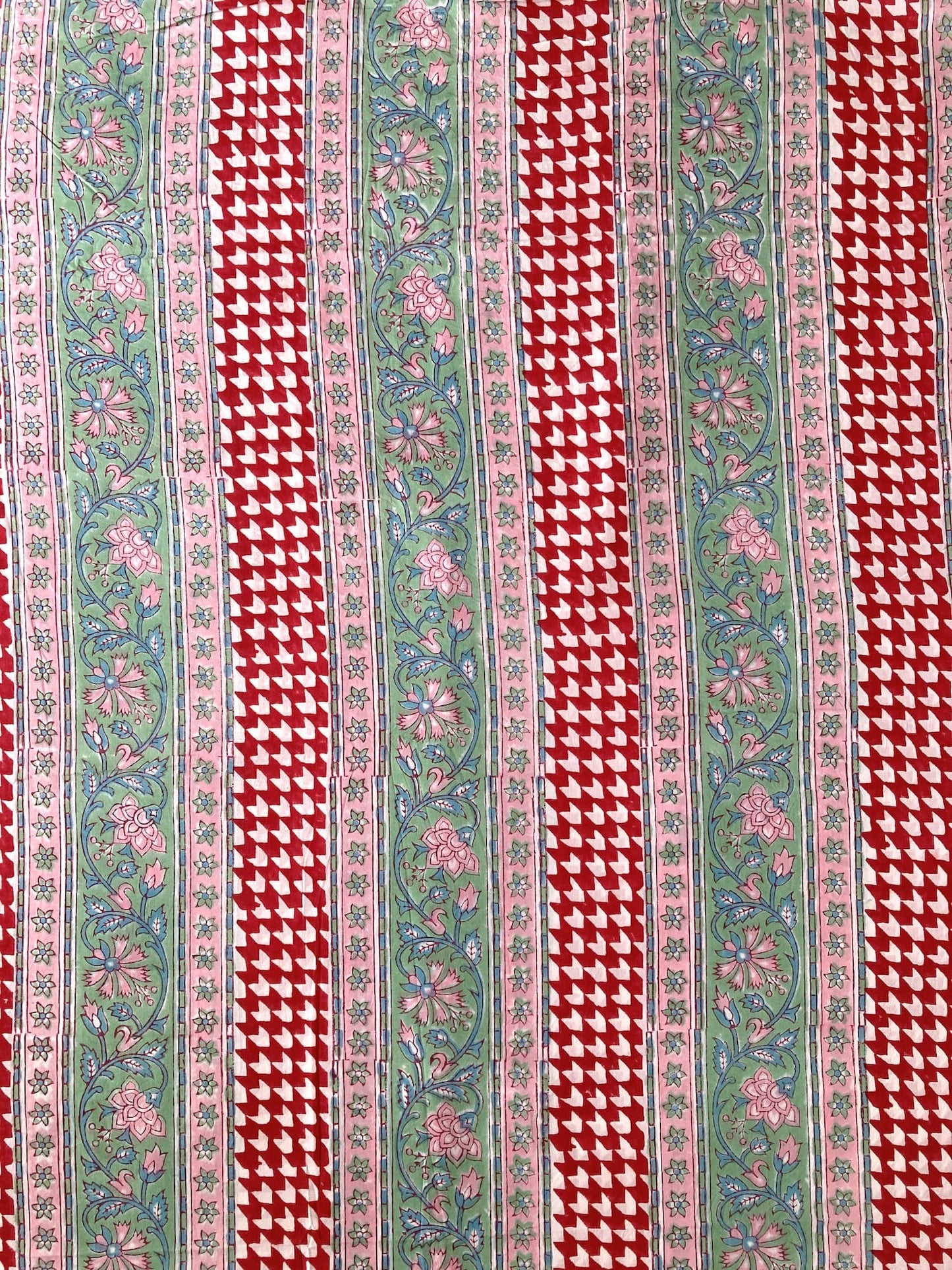 Hand Block Print  Floral Border Cotton Fabric  #299-2