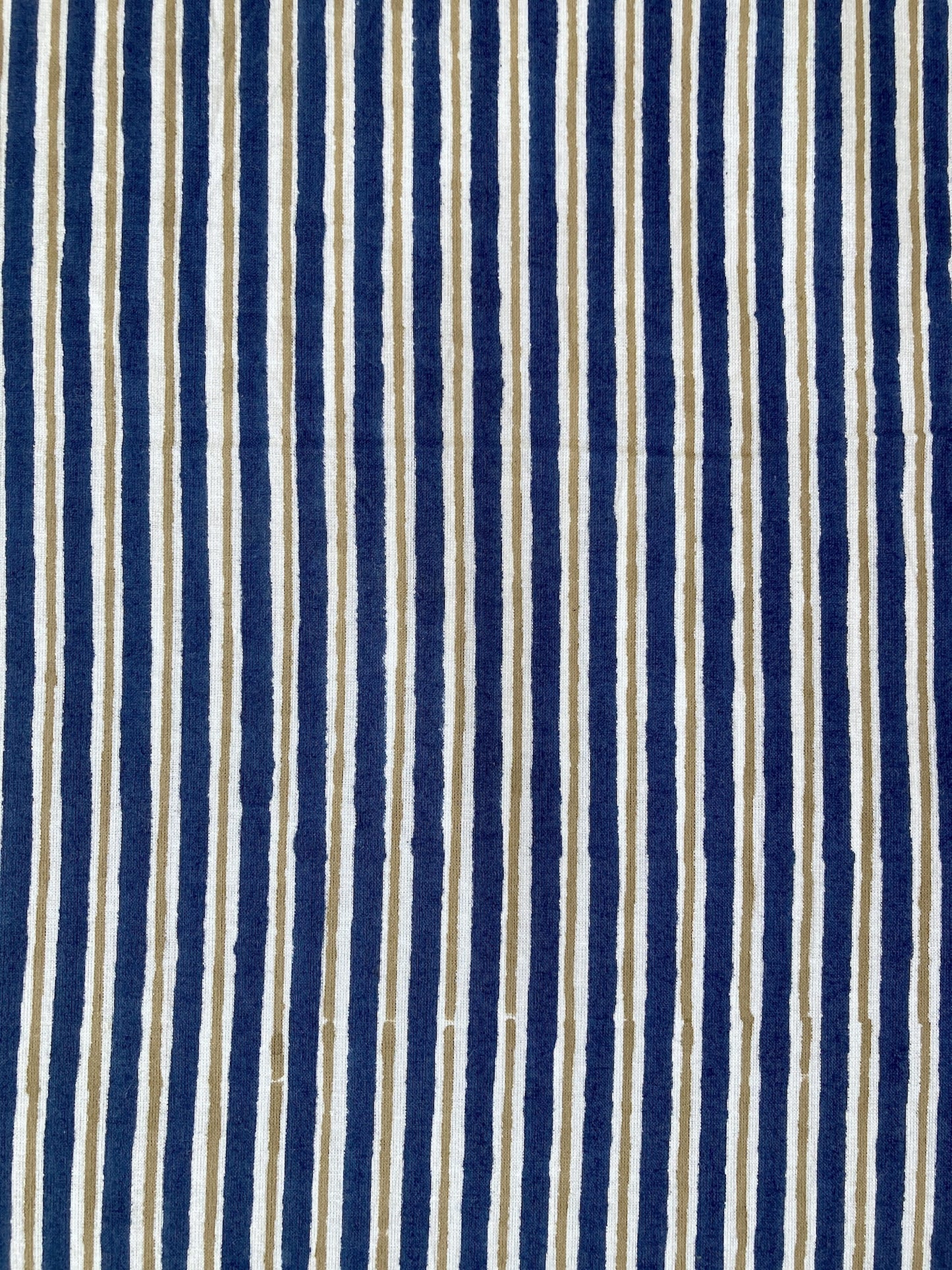 Hand Block Print Navy Stripes Cotton Fabric  #299-8