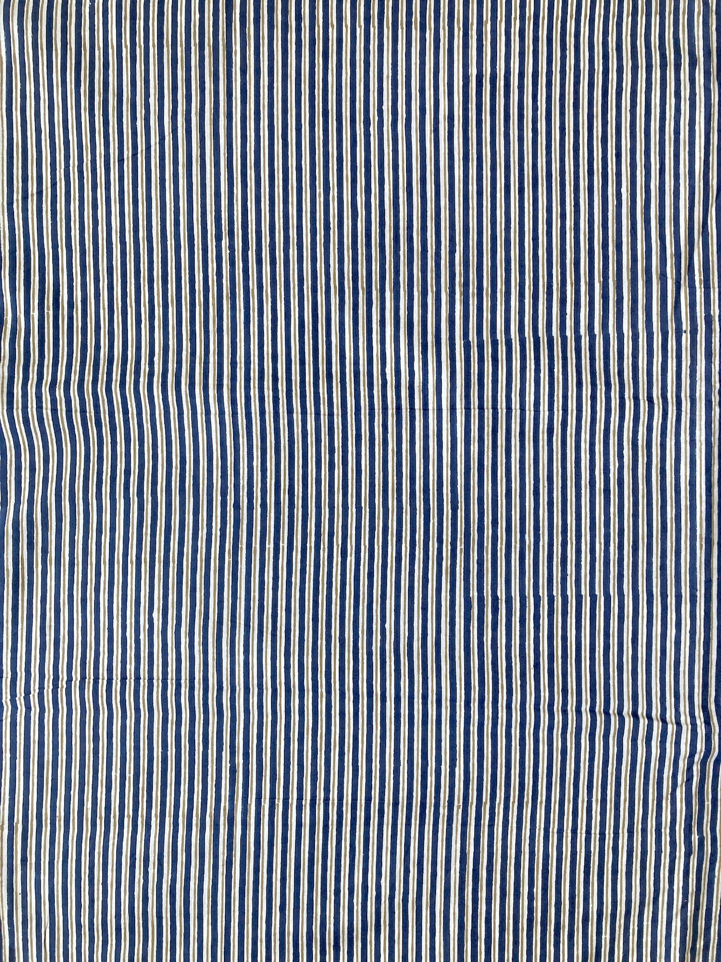 Hand Block Print Navy Stripes Cotton Fabric  #299-8