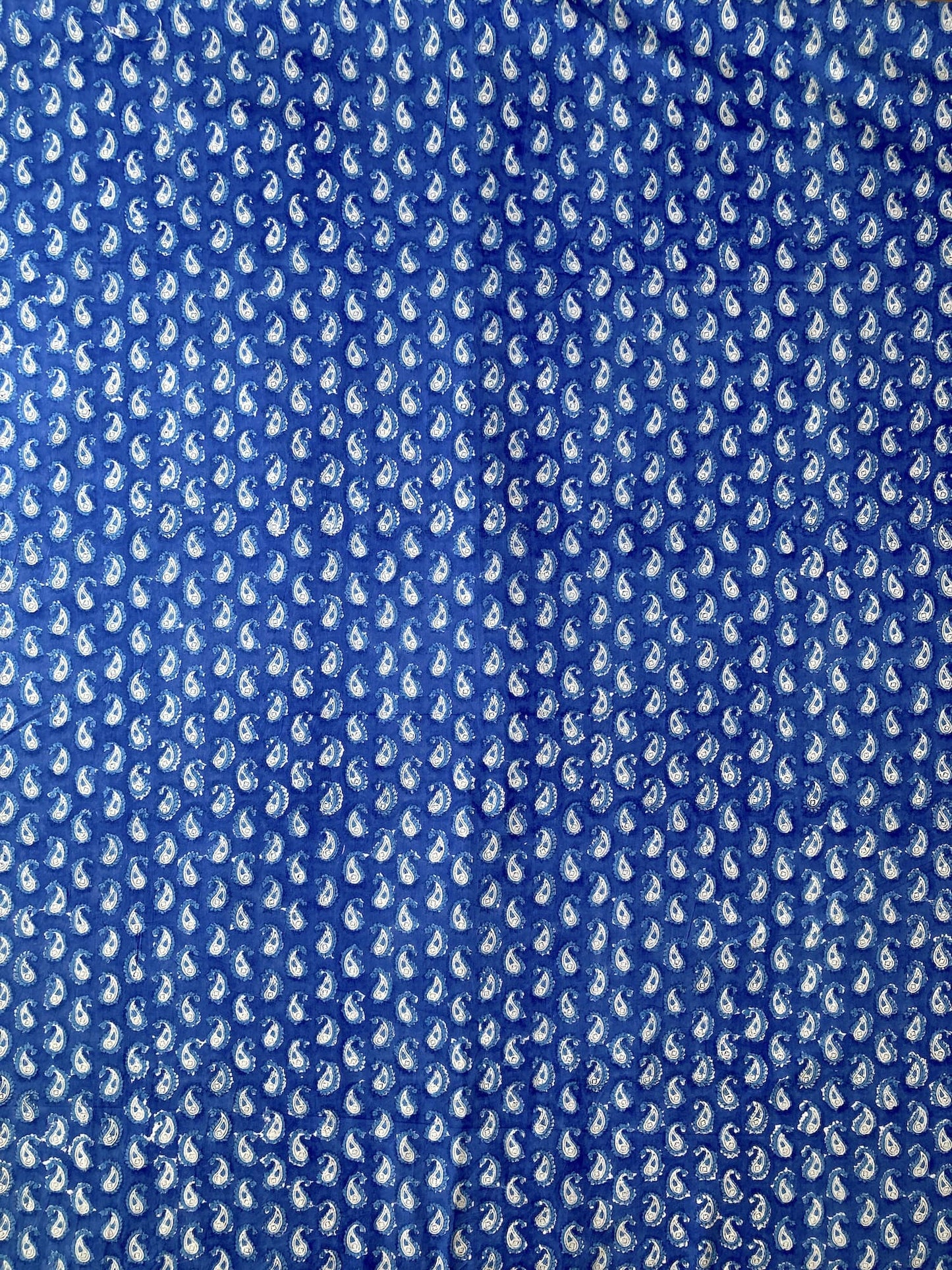 Hand Block Print Blue Paisley Cotton Fabric  #310-1