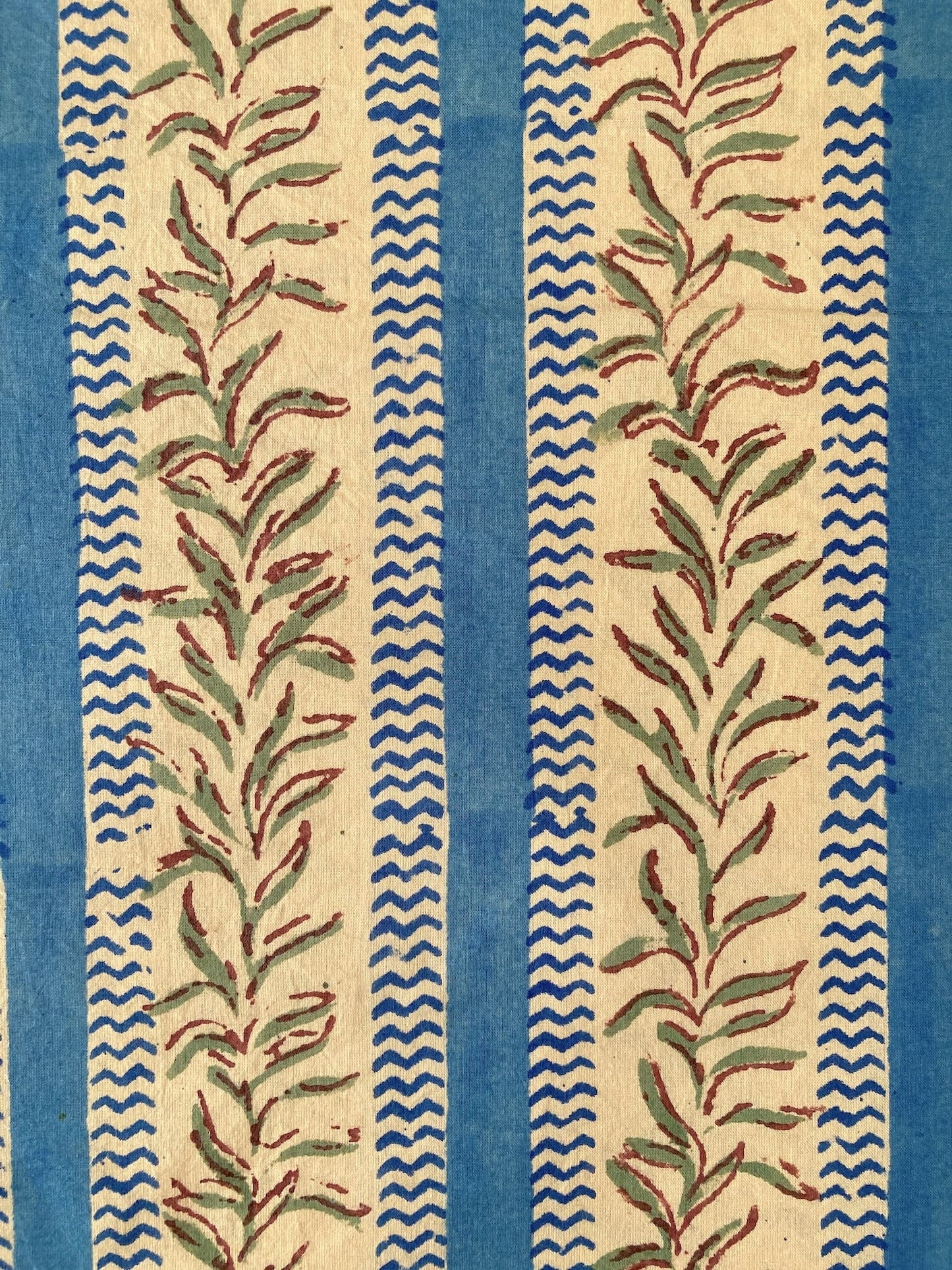 Hand Block Print Pink x Beige Stripes Cotton Fabric  #310-2