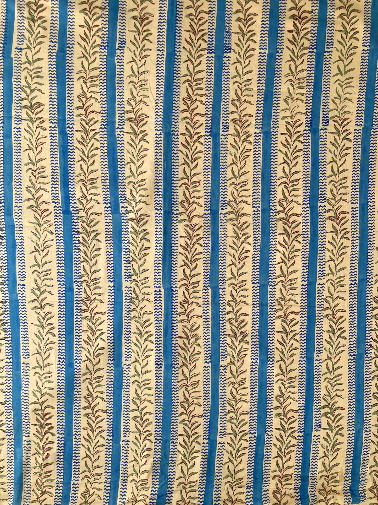 Hand Block Print Pink x Beige Stripes Cotton Fabric  #310-2