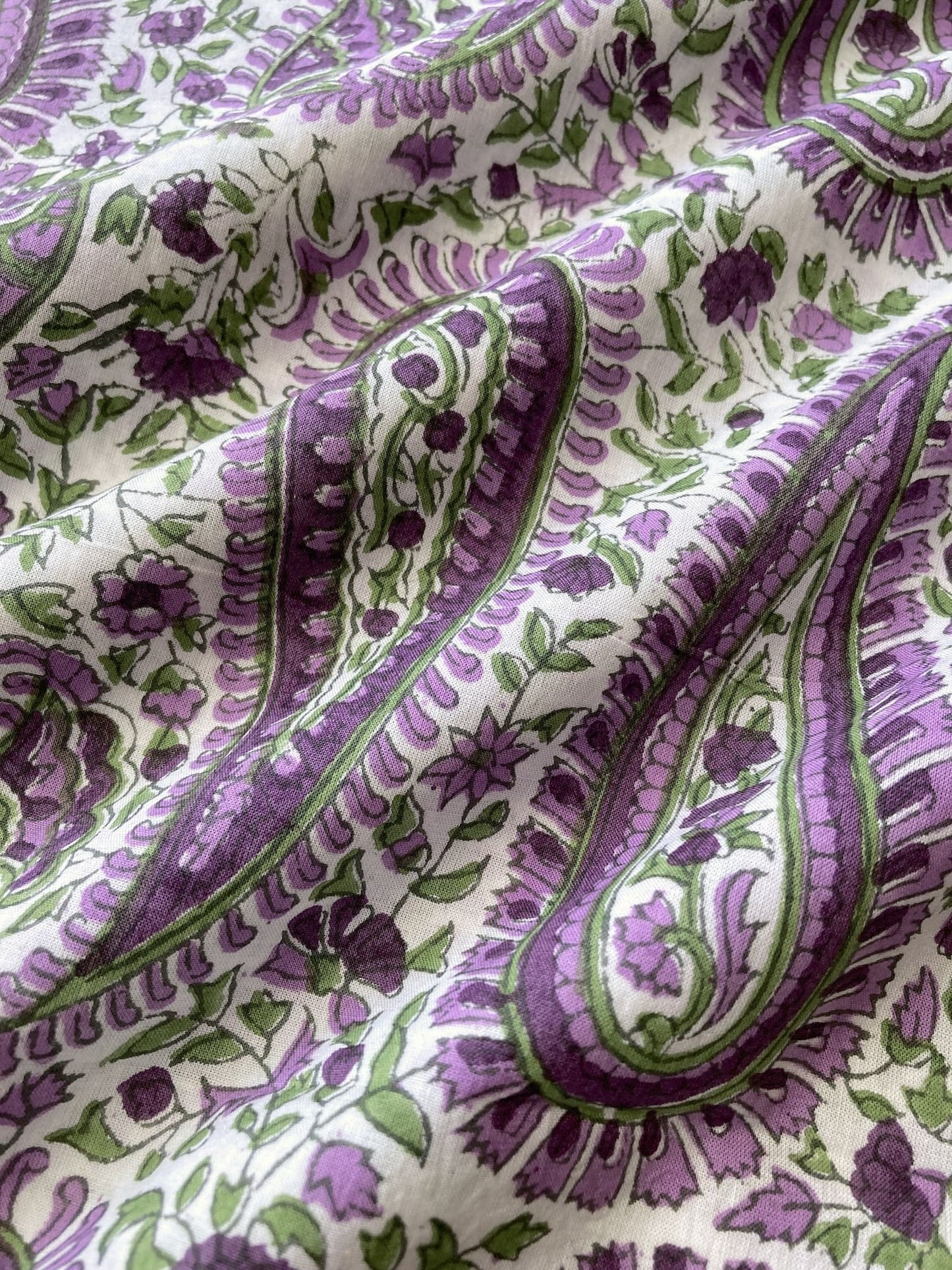 Hand Block Print Botanical Paisley Cotton Fabric   #310-13
