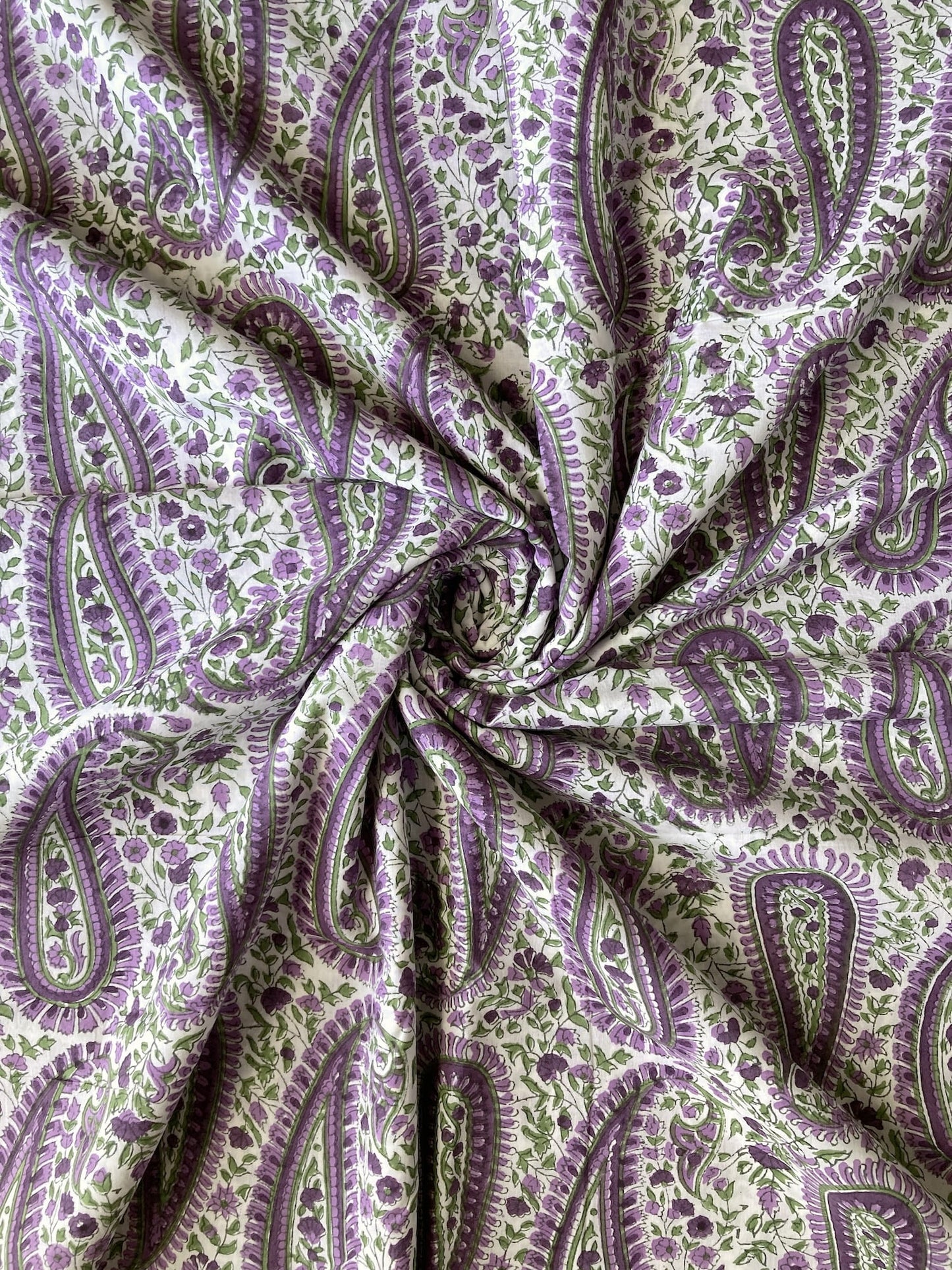 Hand Block Print Botanical Paisley Cotton Fabric   #310-13