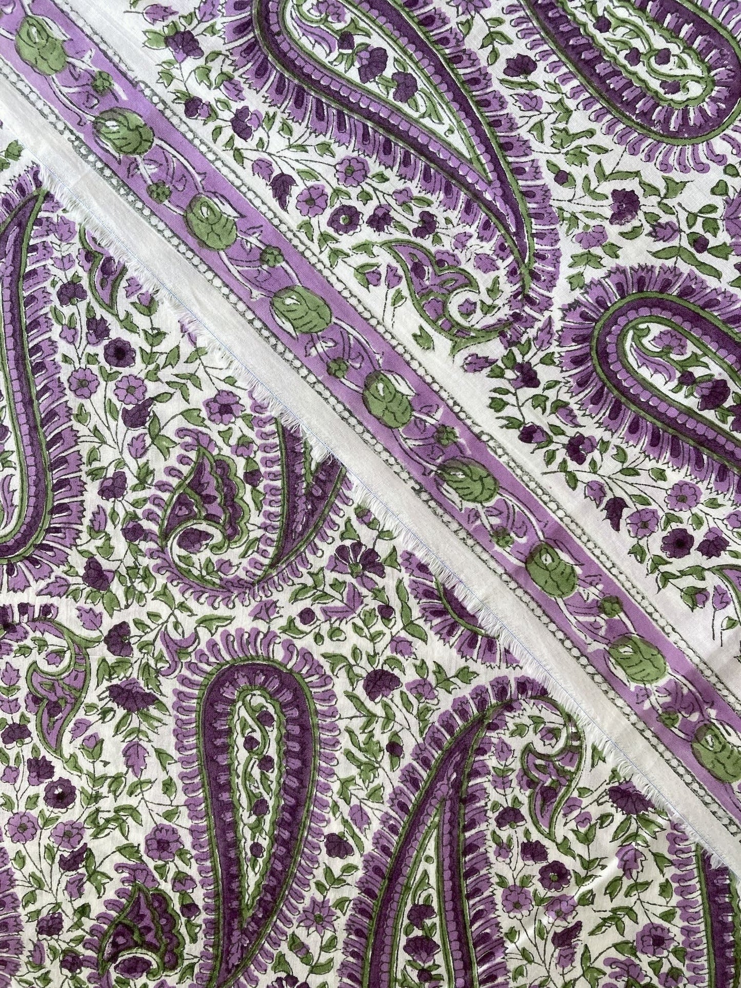 Hand Block Print Botanical Paisley Cotton Fabric   #310-13
