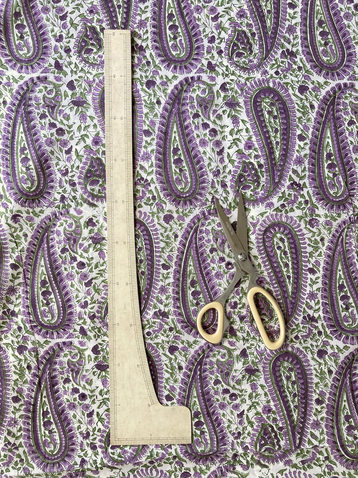 Hand Block Print Botanical Paisley Cotton Fabric   #310-13