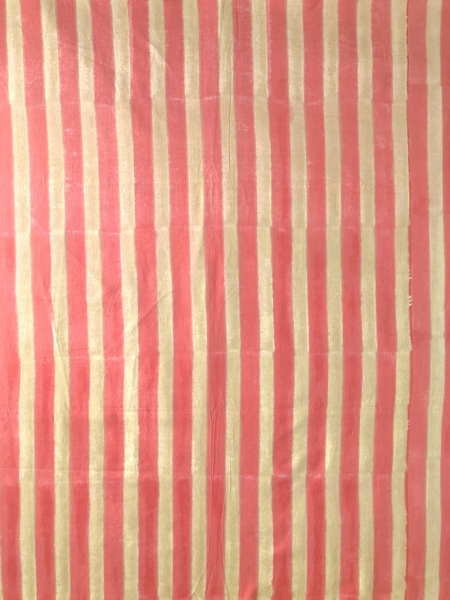 Hand Block Print Pink x Beige Stripes Cotton Fabric  #310-2