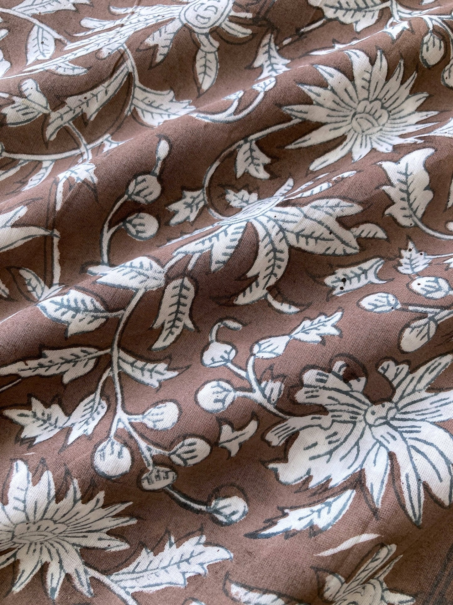 Hand Block Print Pink x Beige Stripes Cotton Fabric  #310-2