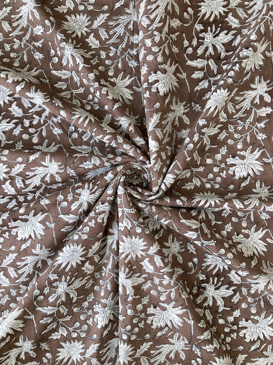 Hand Block Print Pink x Beige Stripes Cotton Fabric  #310-2