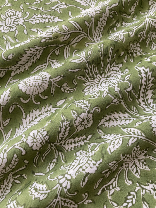 Hand Block Print Pink x Beige Stripes Cotton Fabric  #310-2