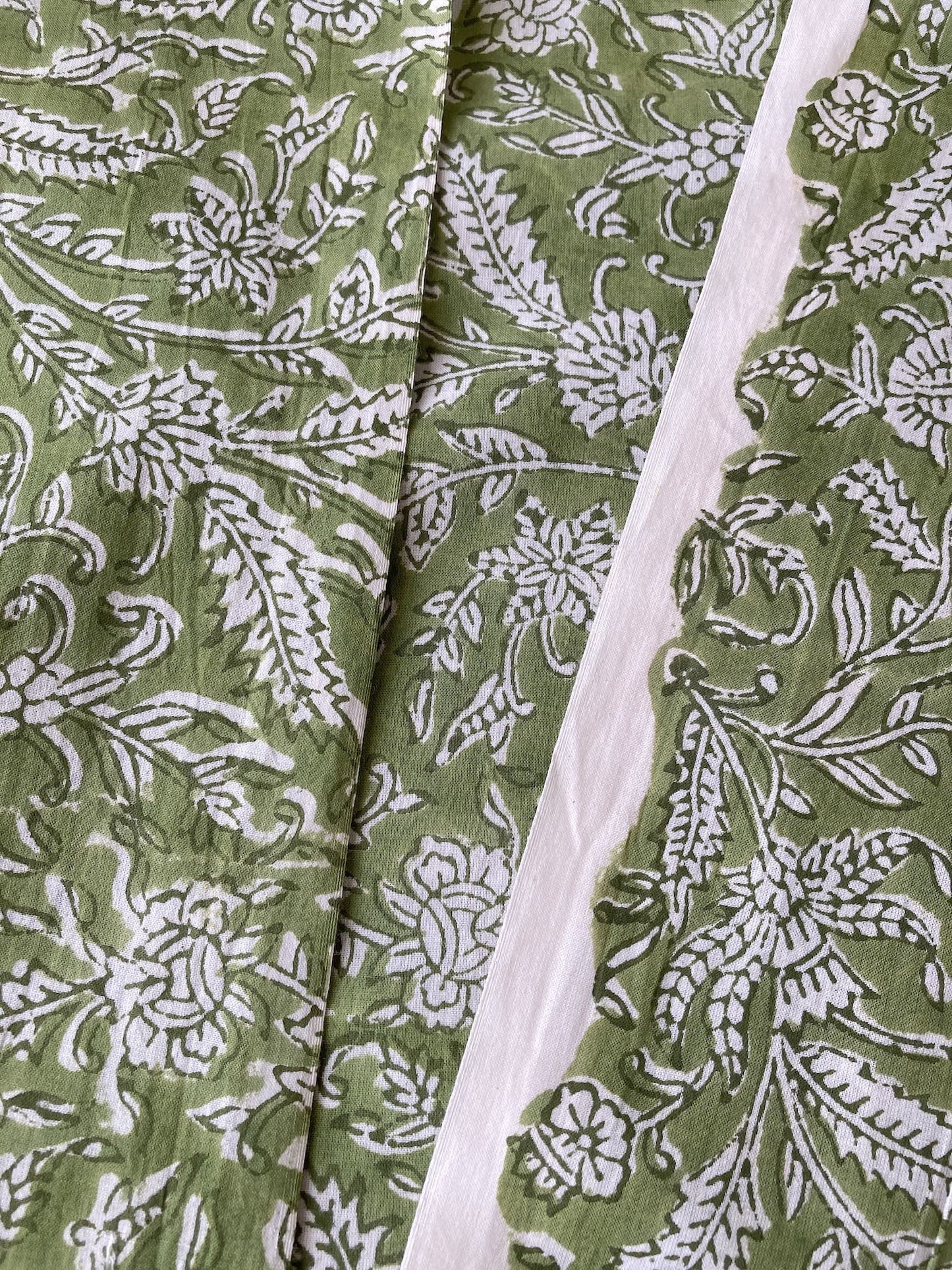 Hand Block Print Pink x Beige Stripes Cotton Fabric  #310-2
