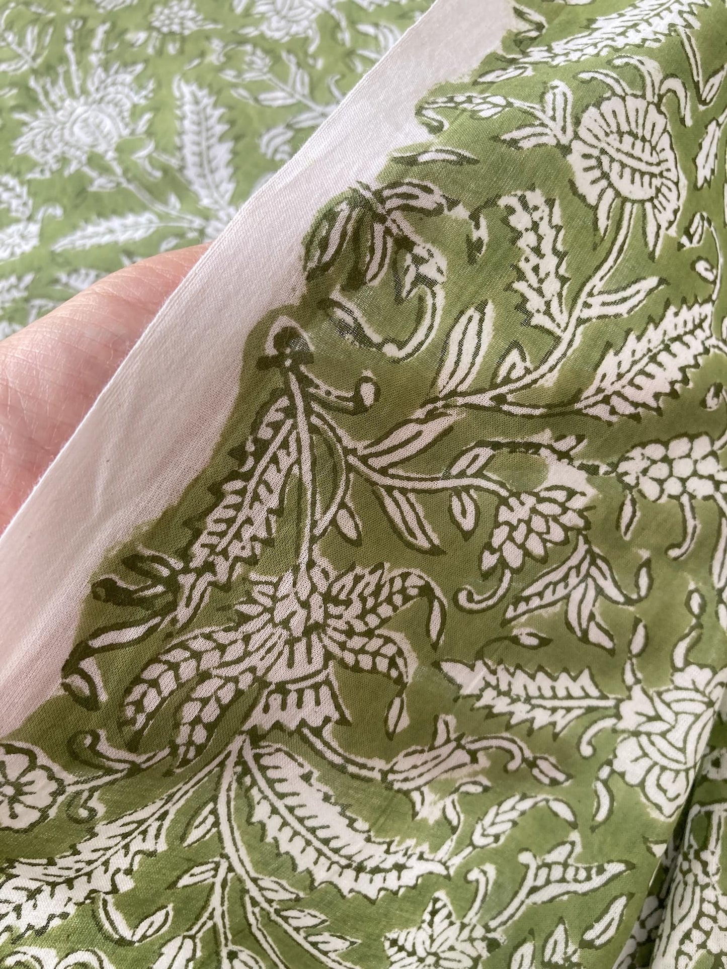 Hand Block Print Pink x Beige Stripes Cotton Fabric  #310-2