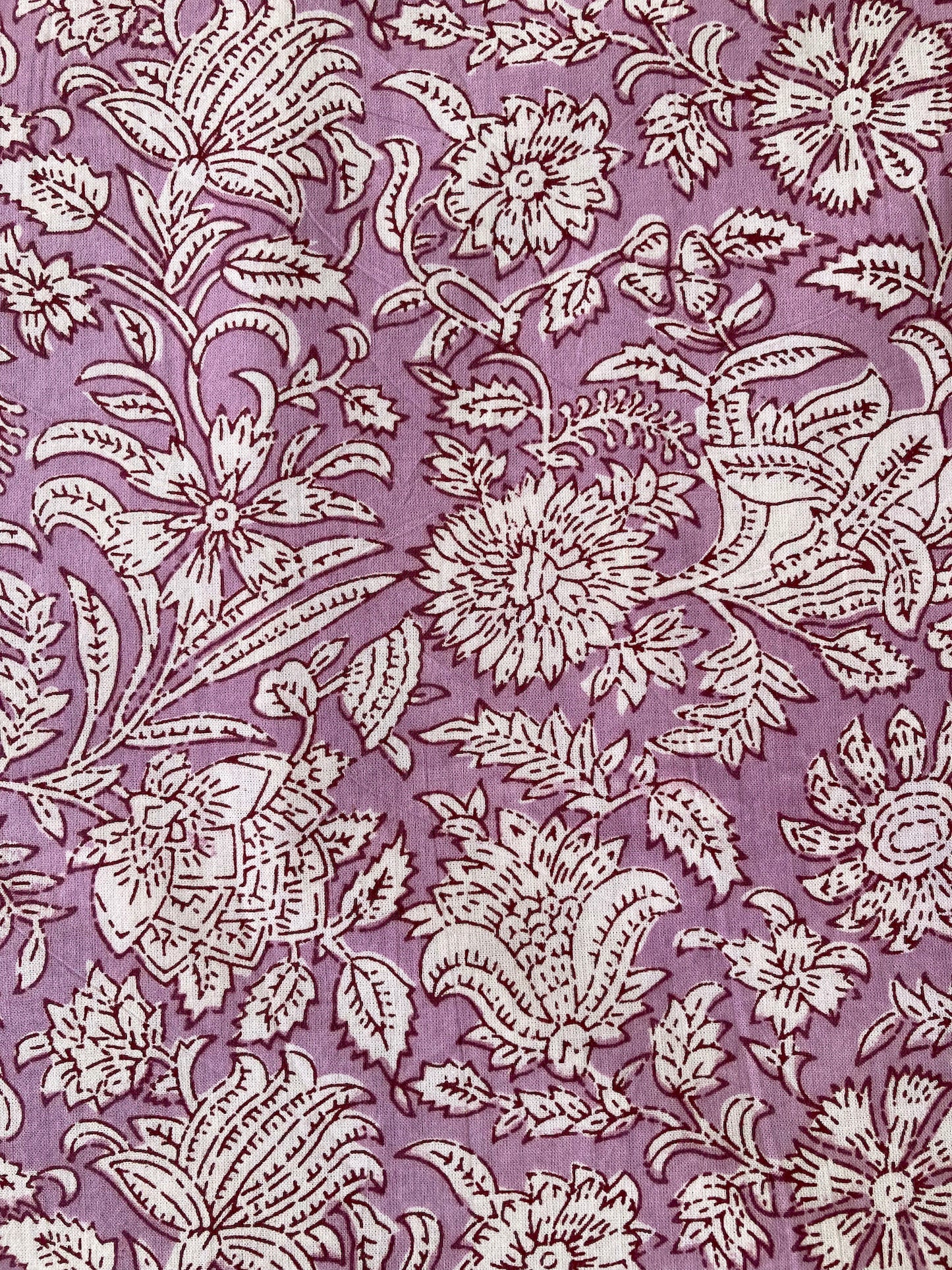 Hand Block Printed Light Purple Cotton Fabric  #235-6