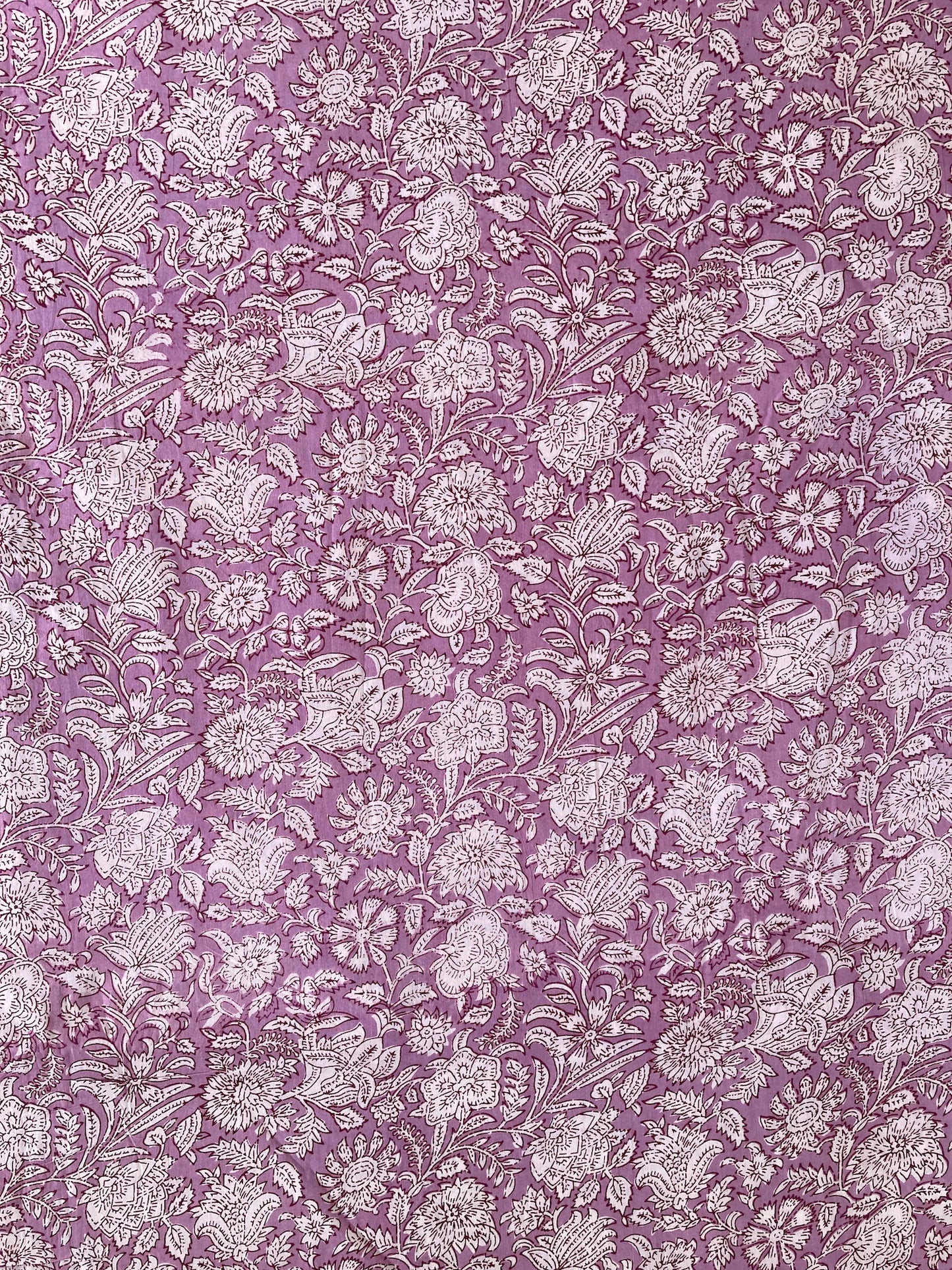 Hand Block Printed Light Purple Cotton Fabric  #235-6