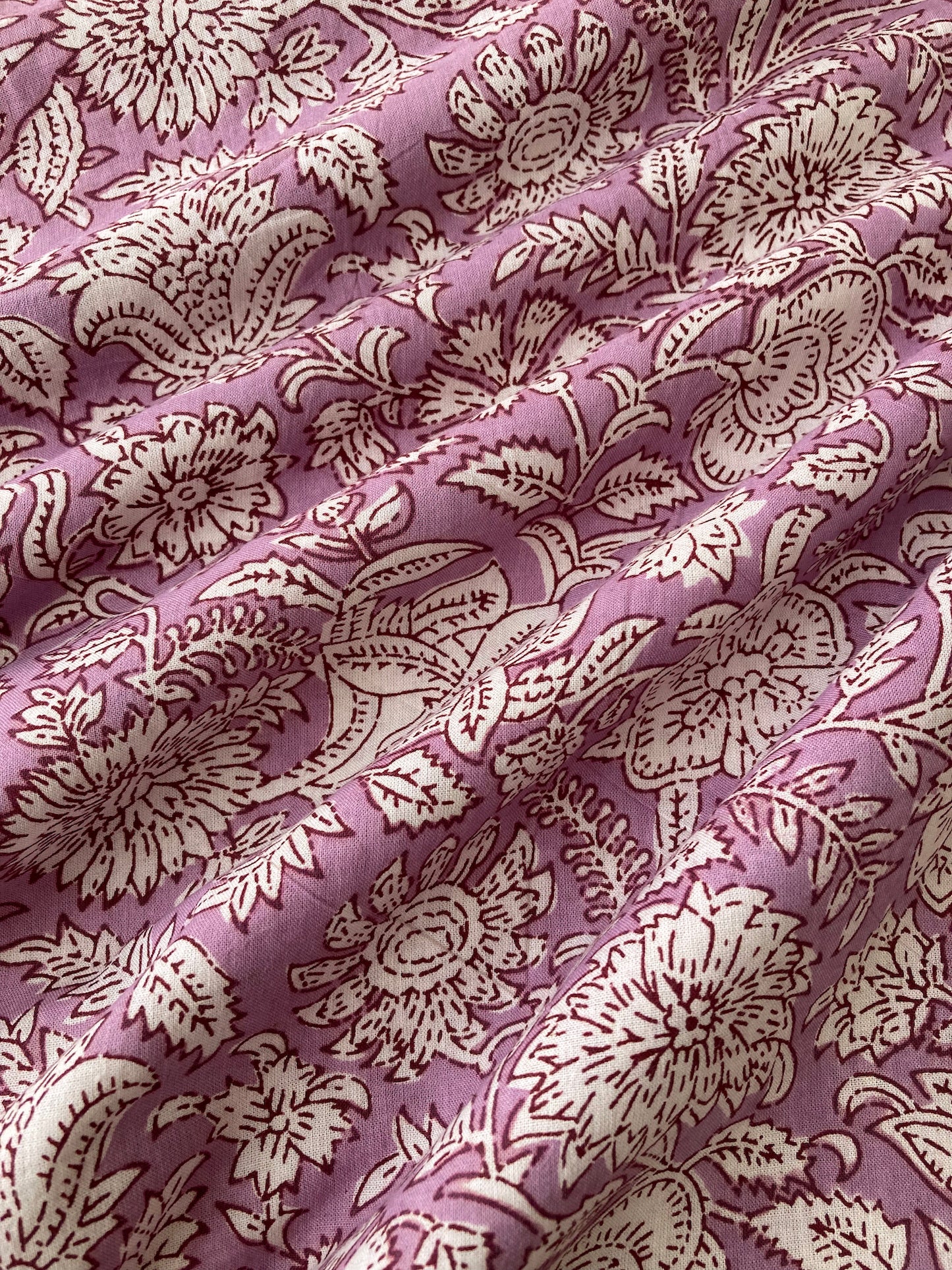 Hand Block Printed Light Purple Cotton Fabric  #235-6