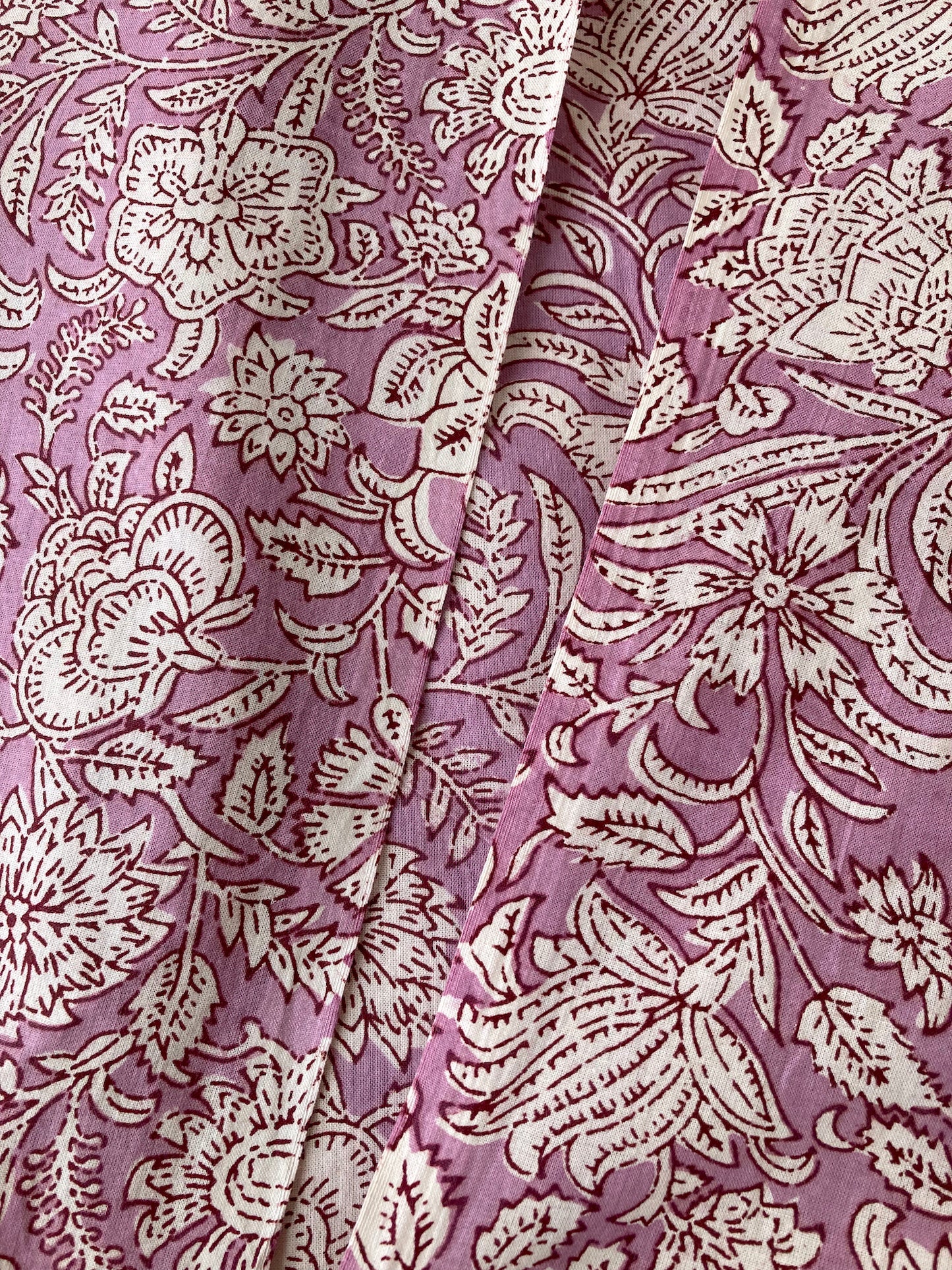 Hand Block Printed Light Purple Cotton Fabric  #235-6