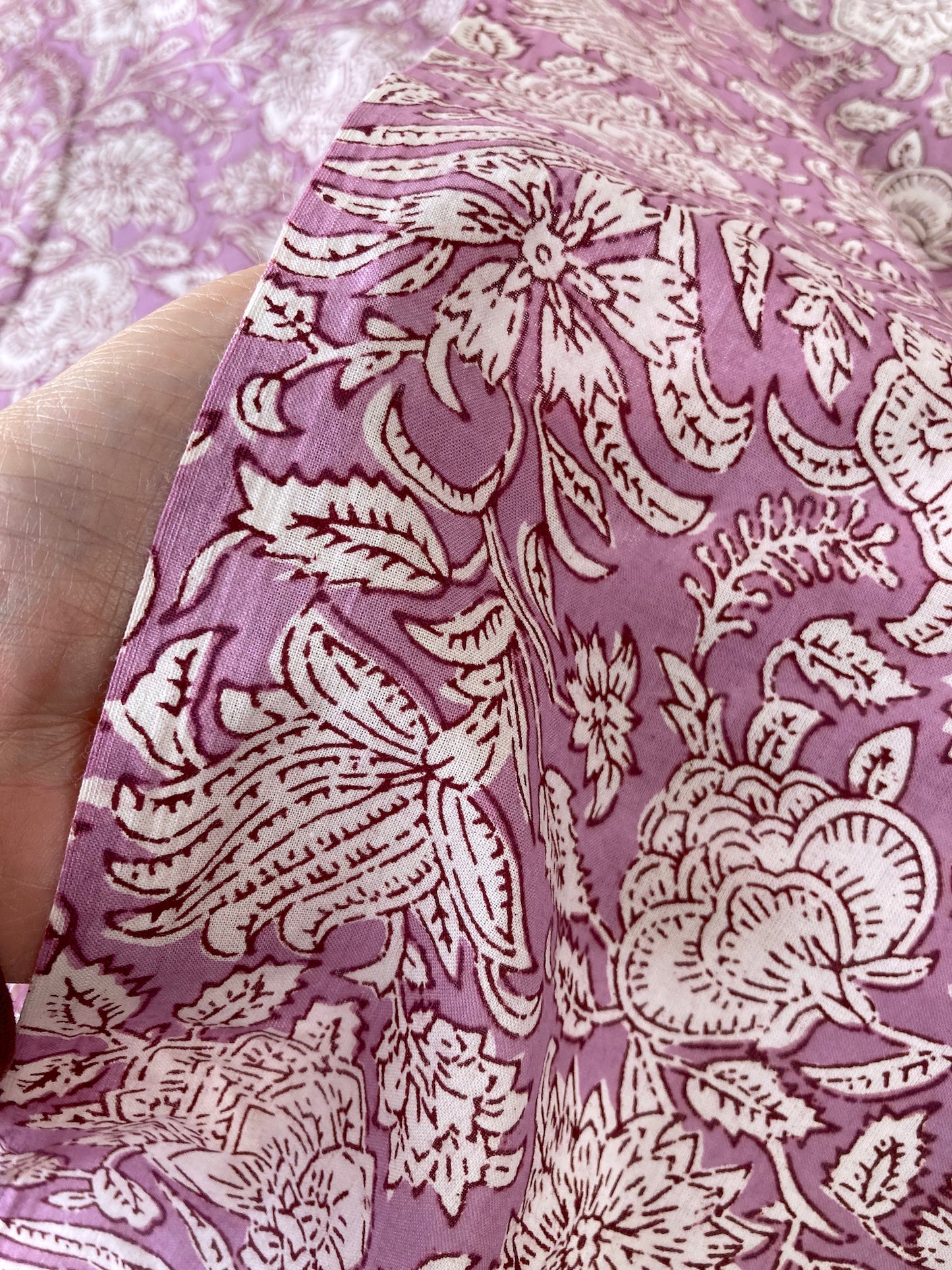 Hand Block Printed Light Purple Cotton Fabric  #235-6