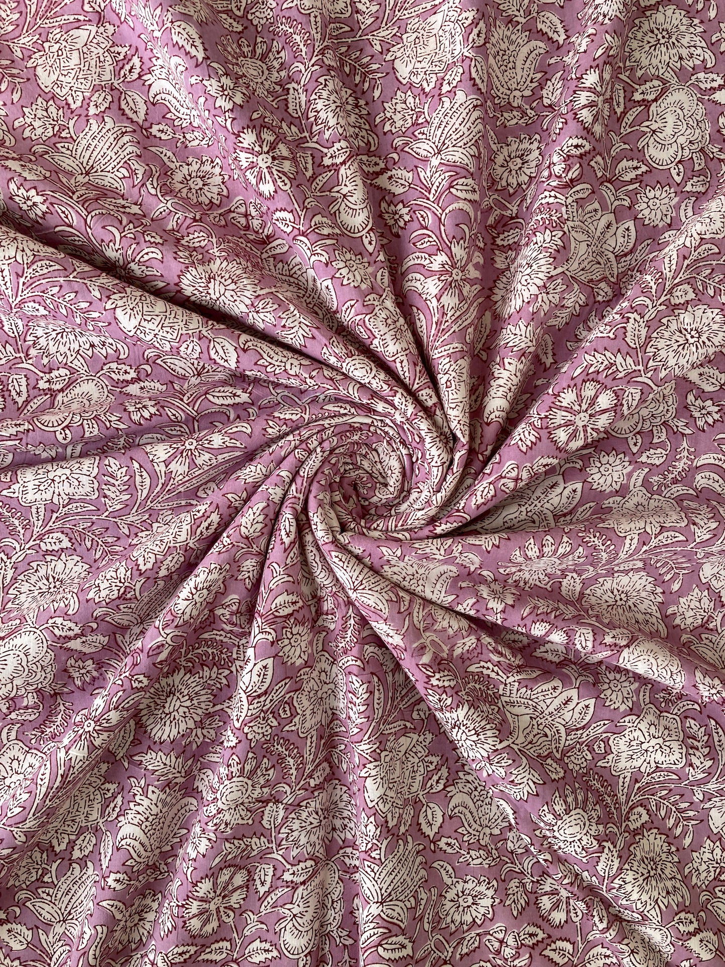 Hand Block Printed Light Purple Cotton Fabric  #235-6