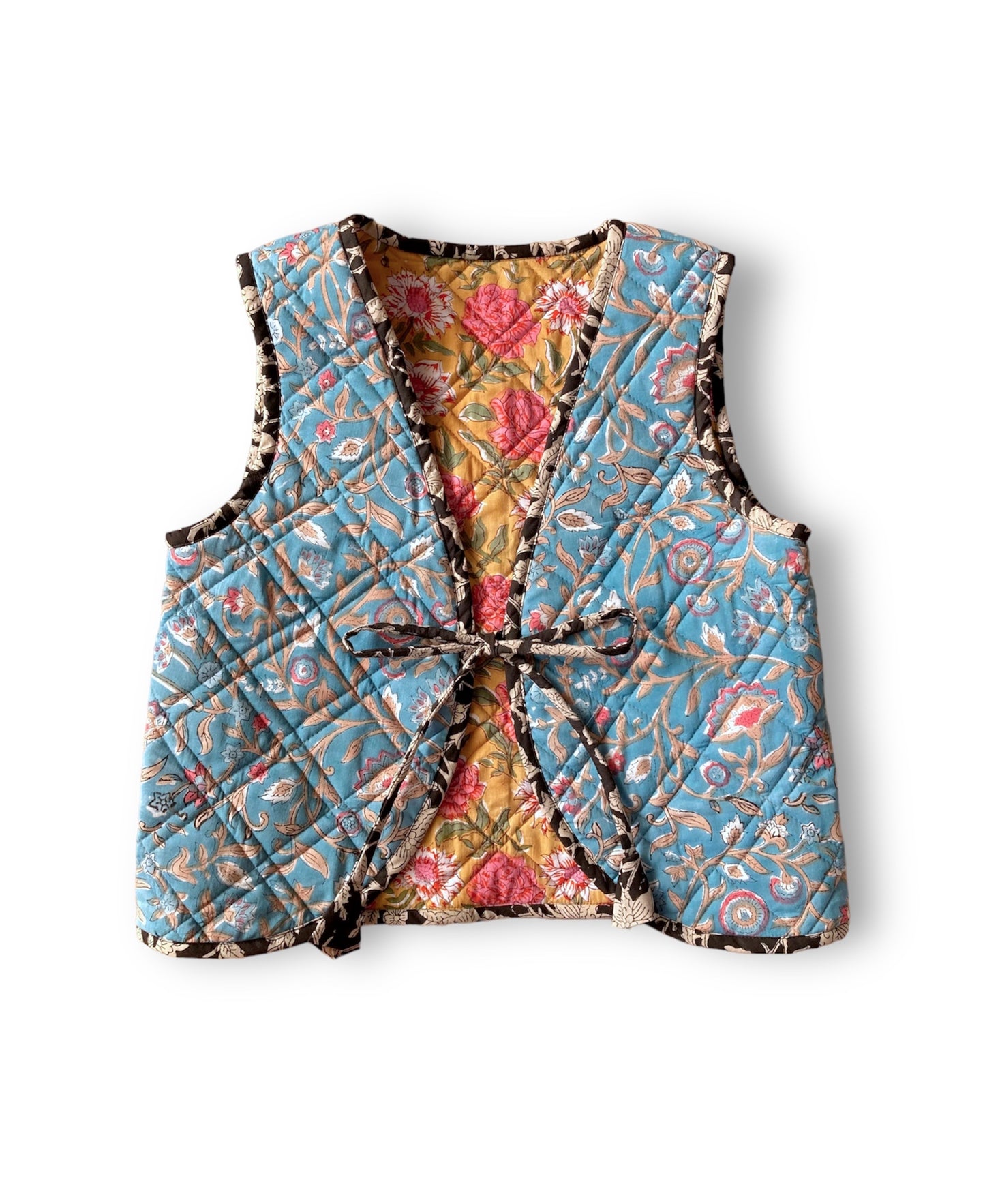 【custom order】Block Print Quilted Reversible Vest #Nicole