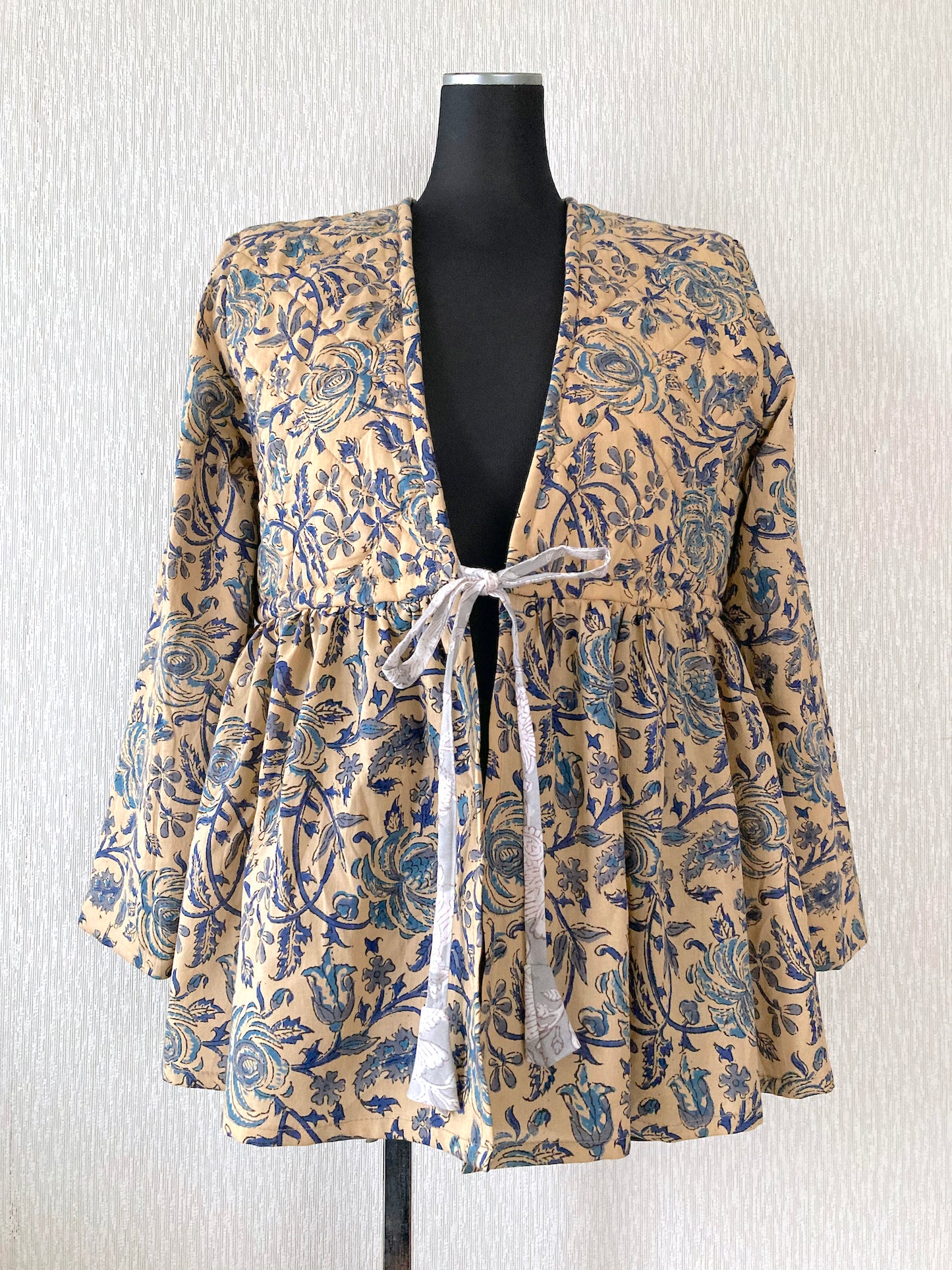 Hand Block Print Quilted Cardigan Jacket Blouse