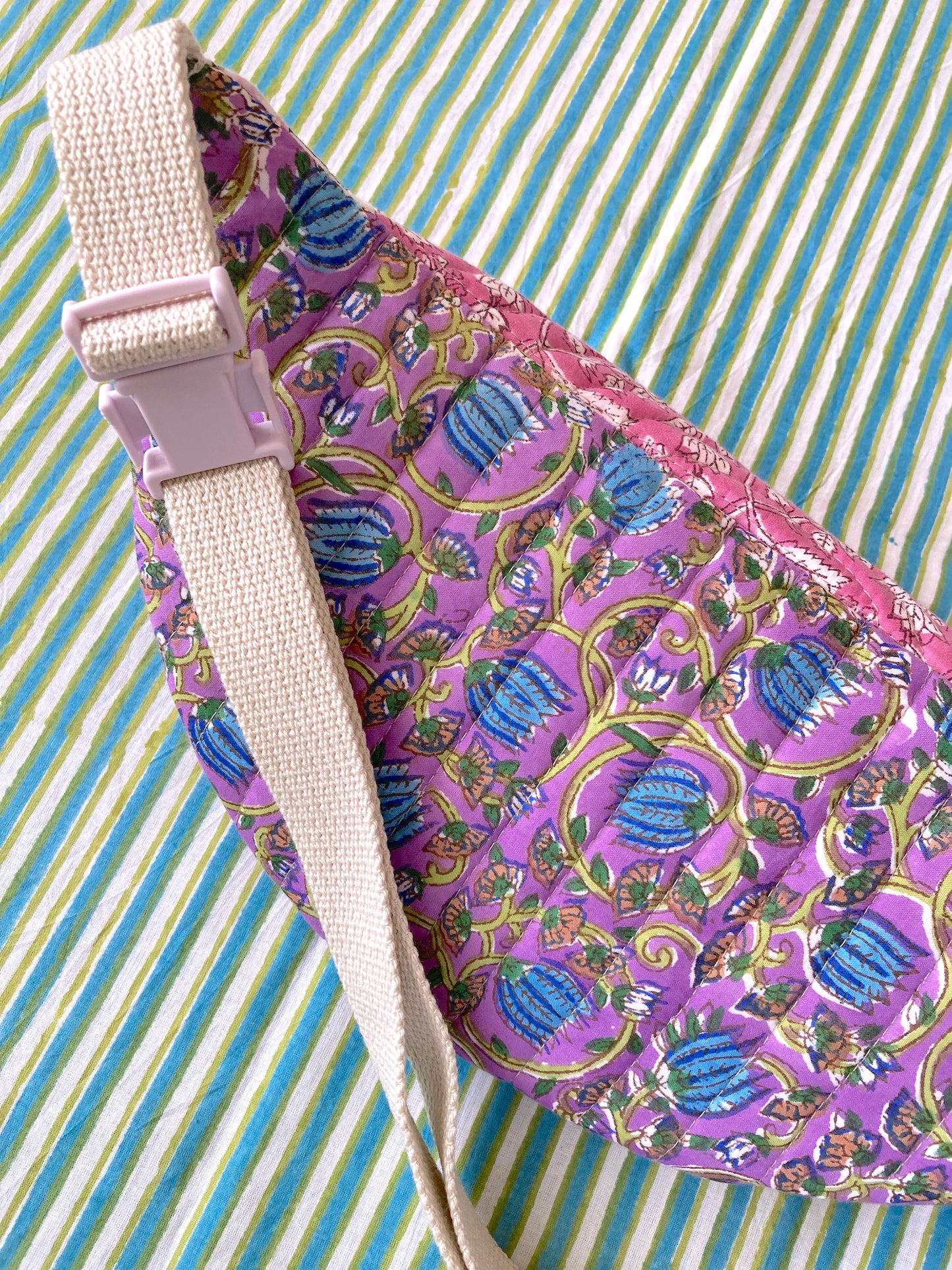 Hand Block Print Quilted Sling Bag