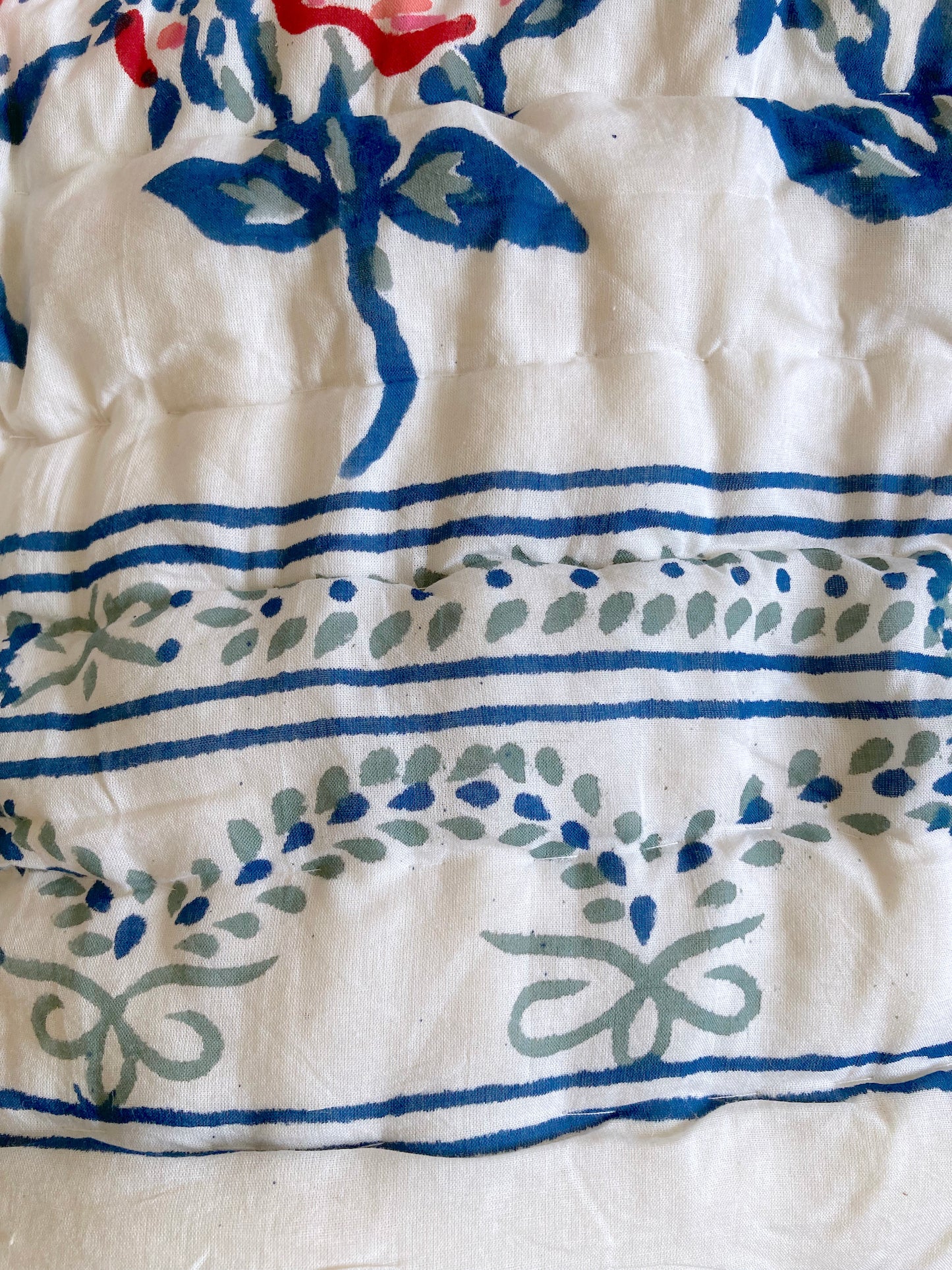 Hand block print cotton reversible single size quilt #Rose