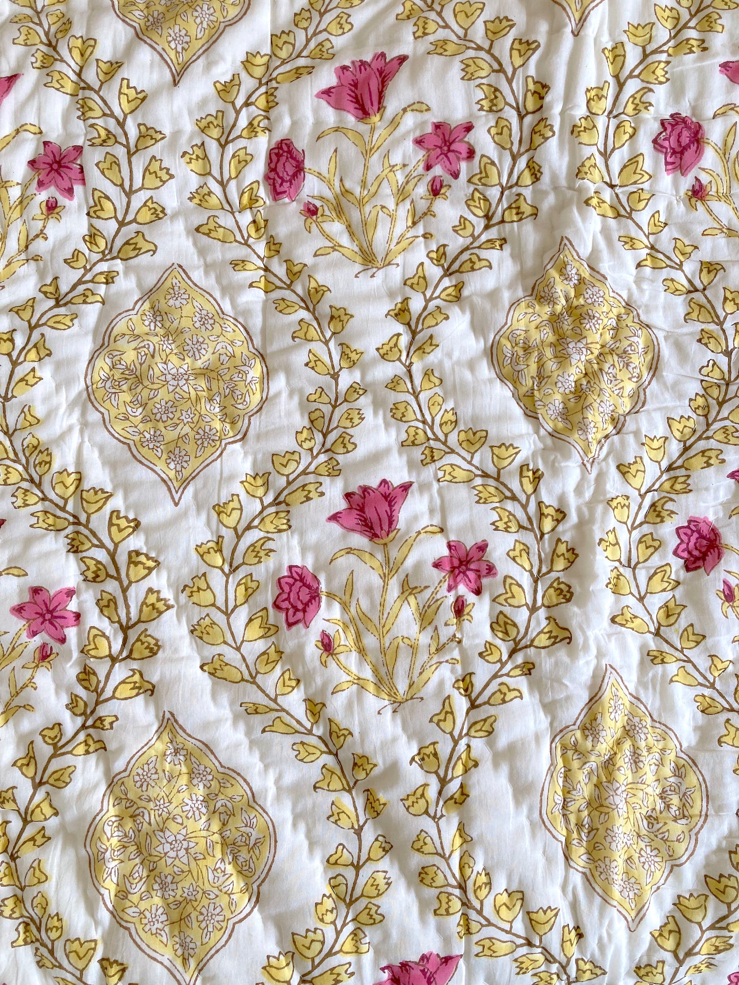 Hand block print cotton reversible single size quilt #Lily