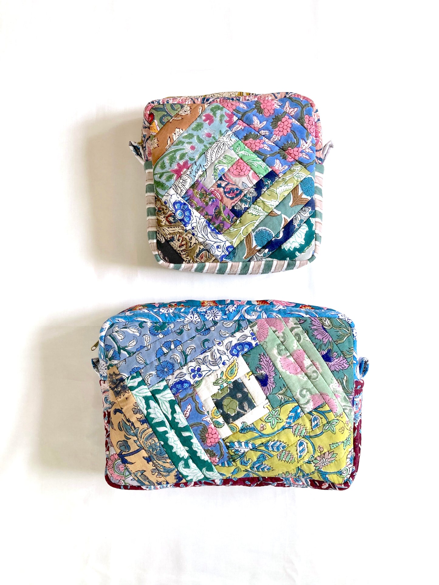 Hand Block Print Patchwork Quilted Pouch Large/Small