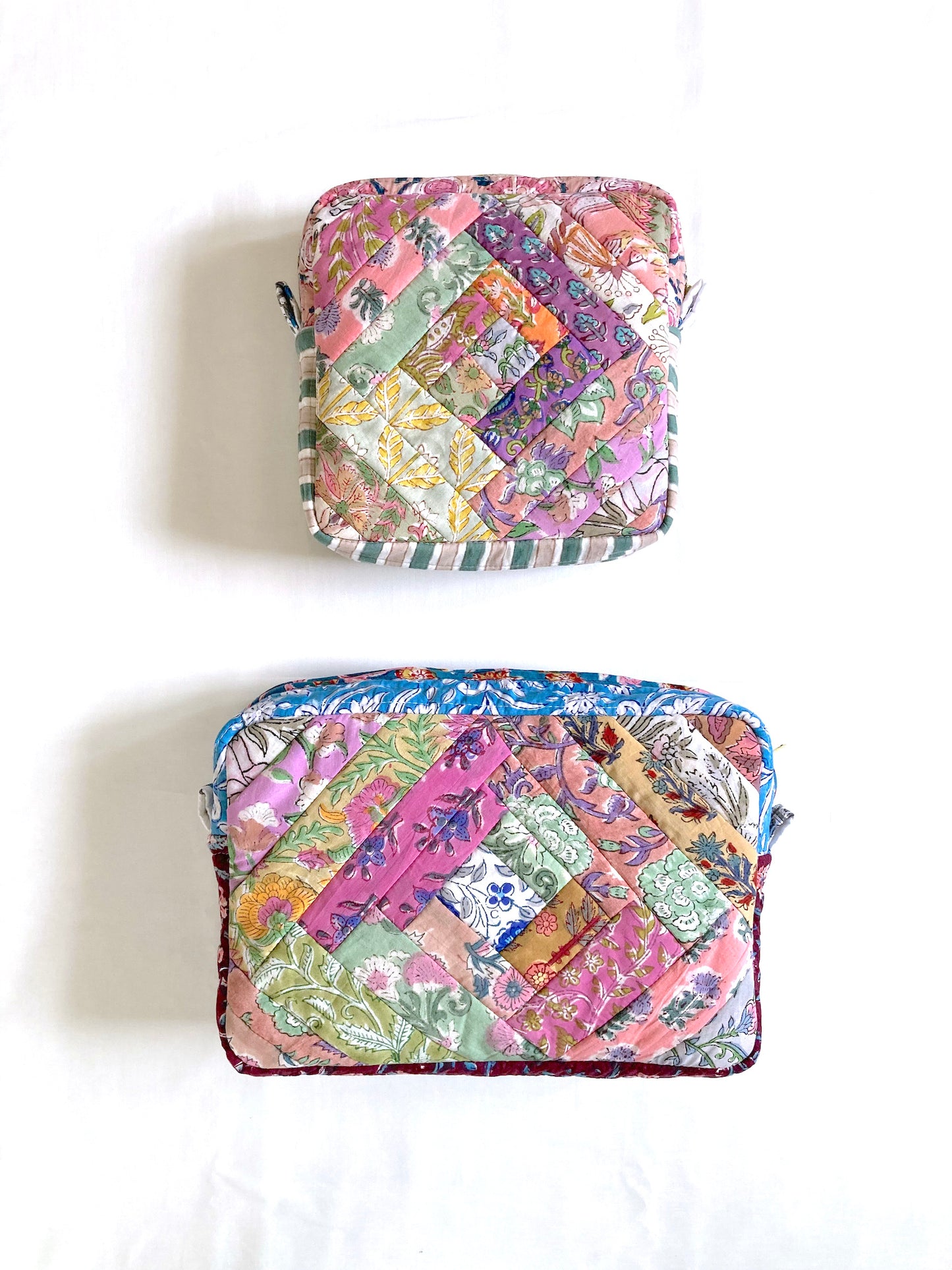 Hand Block Print Patchwork Quilted Pouch Large/Small